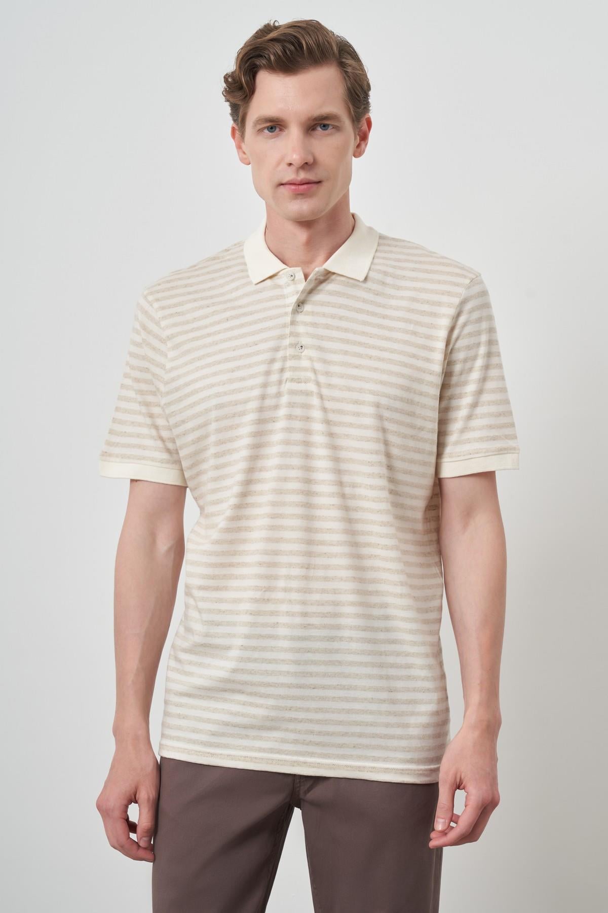 Morven Erkek Bej Trend  Polo Yaka T-Shirt