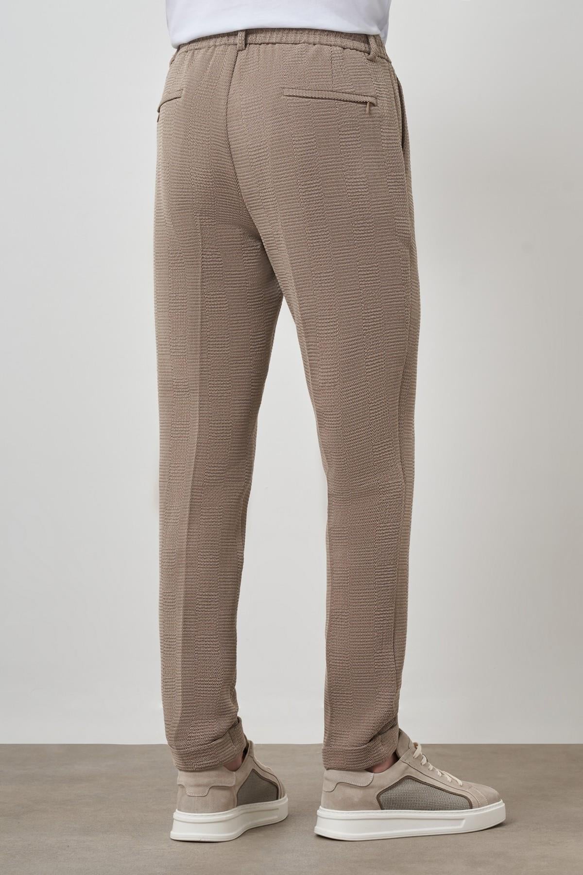 Morven Erkek Bej Trend Slim Fit İpli Jogger Pantolon