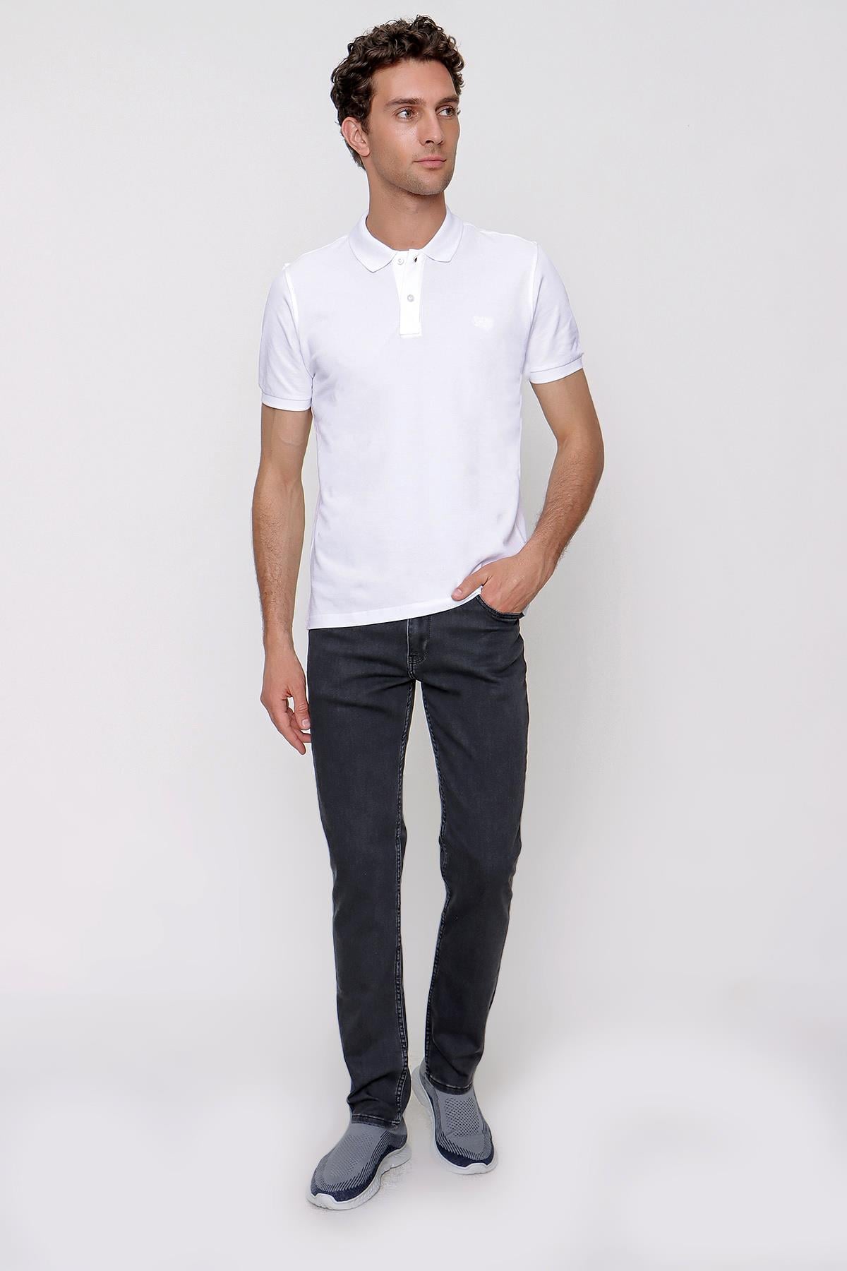 Morven Erkek Beyaz Basic Polo Yaka Dynamic Fit T-Shirt