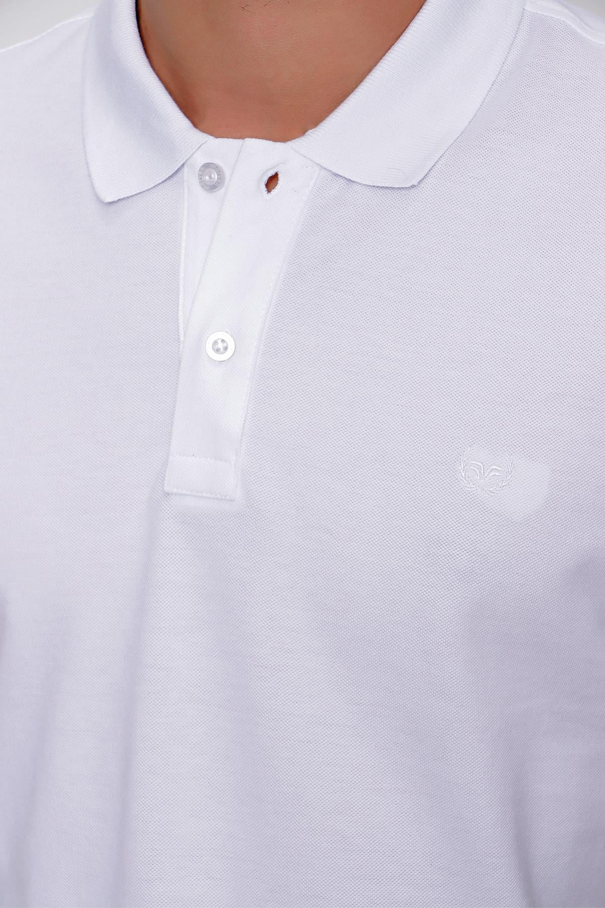 Morven Erkek Beyaz Basic Polo Yaka Dynamic Fit T-Shirt