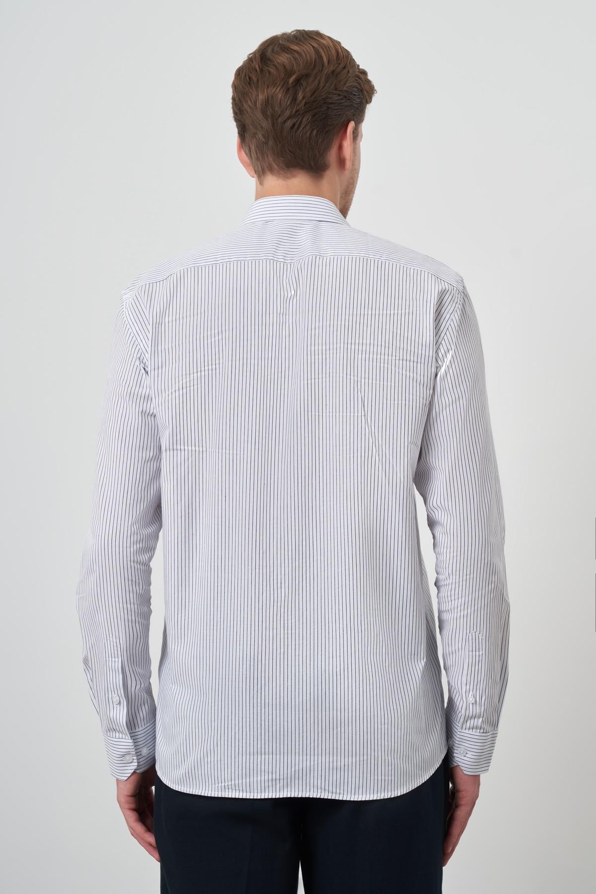 Morven Erkek Beyaz Pamuk Trend Slim Fit Sert Yaka Gömlek