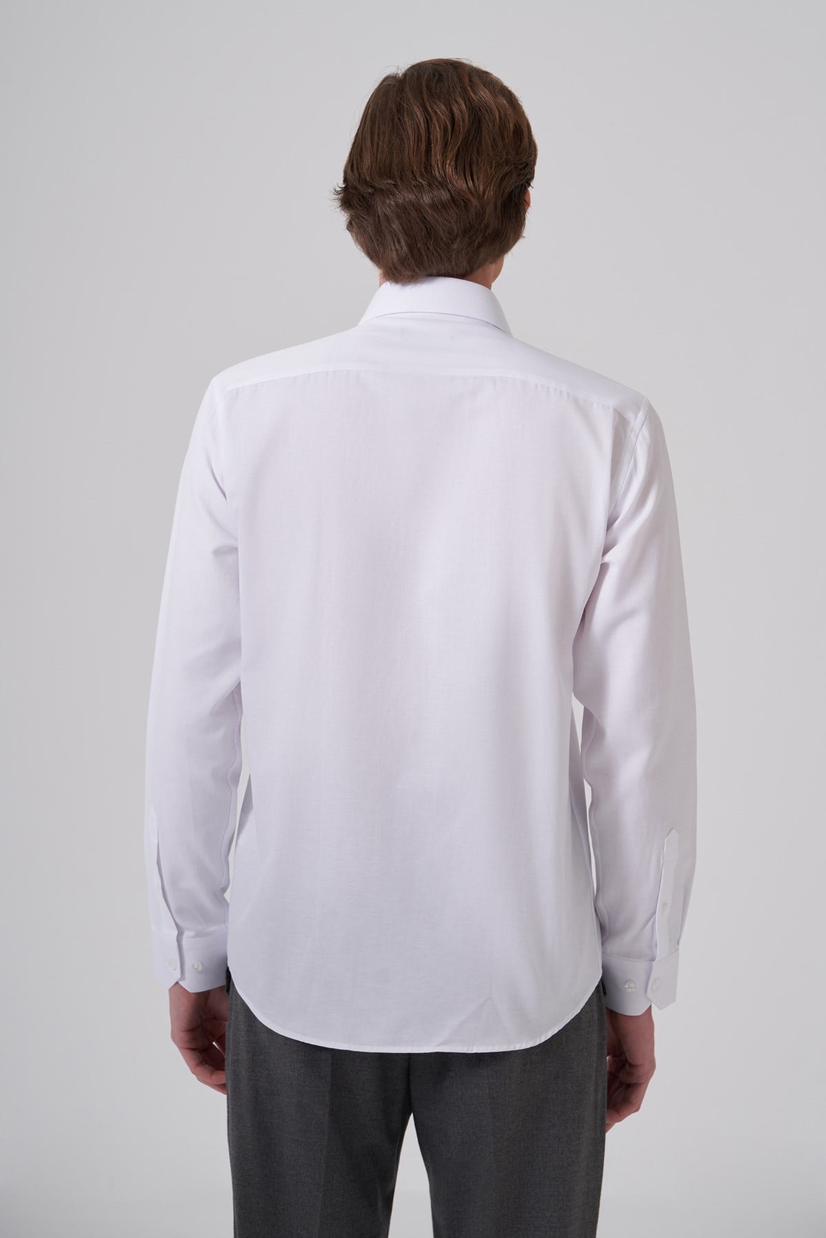 Morven Erkek Beyaz Polyester Trend Slim Fit Tam İtalyan Yaka Gömlek