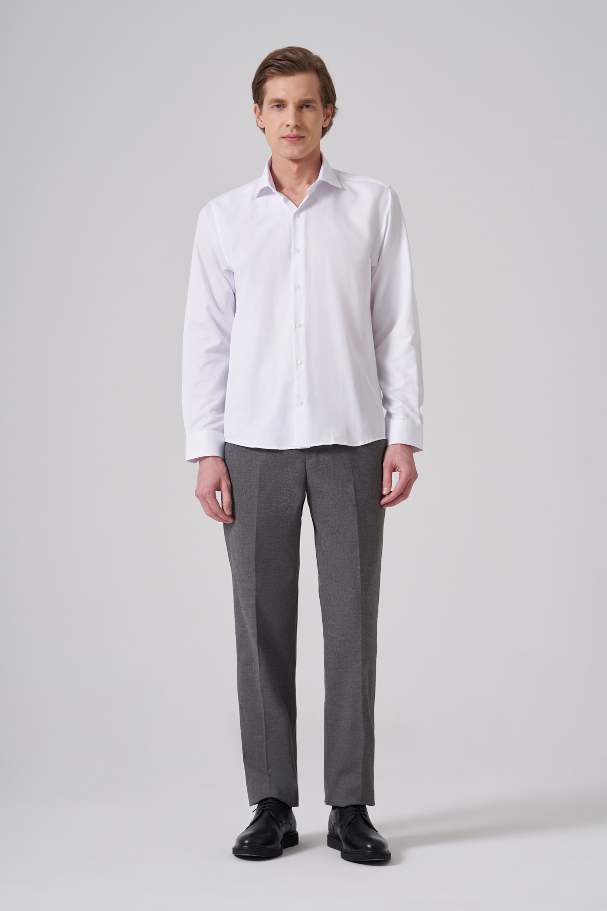 Morven Erkek Beyaz Polyester Trend Slim Fit Tam İtalyan Yaka Gömlek