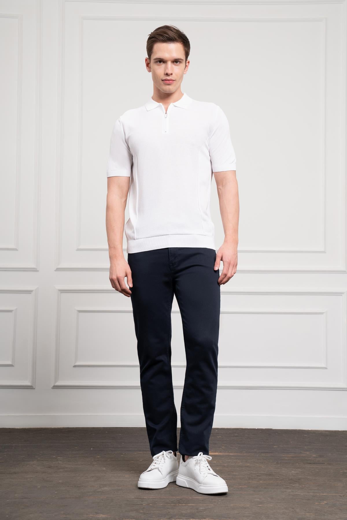 Morven Erkek Beyaz Trend  Polo Yaka  Dinamik Fit Rahat Kesim T-Shirt