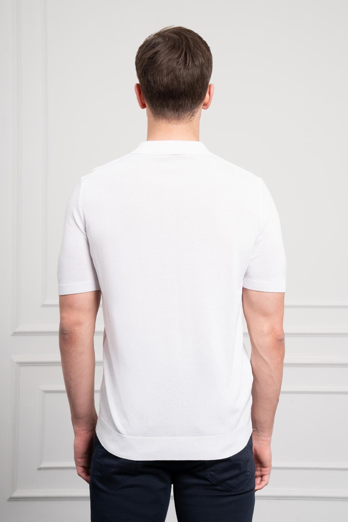Morven Erkek Beyaz Trend  Polo Yaka  Dinamik Fit Rahat Kesim T-Shirt