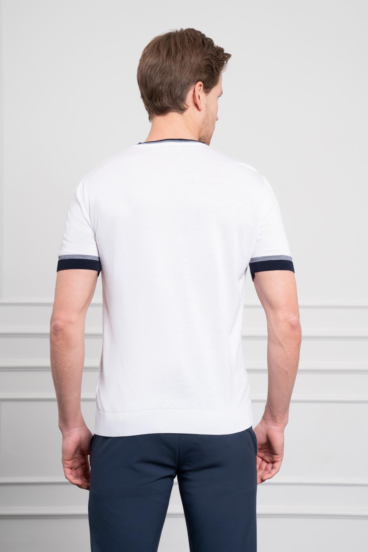 Morven Erkek Beyaz Trend  Polo Yaka Dinamik Fit Rahat Kesim T-Shirt