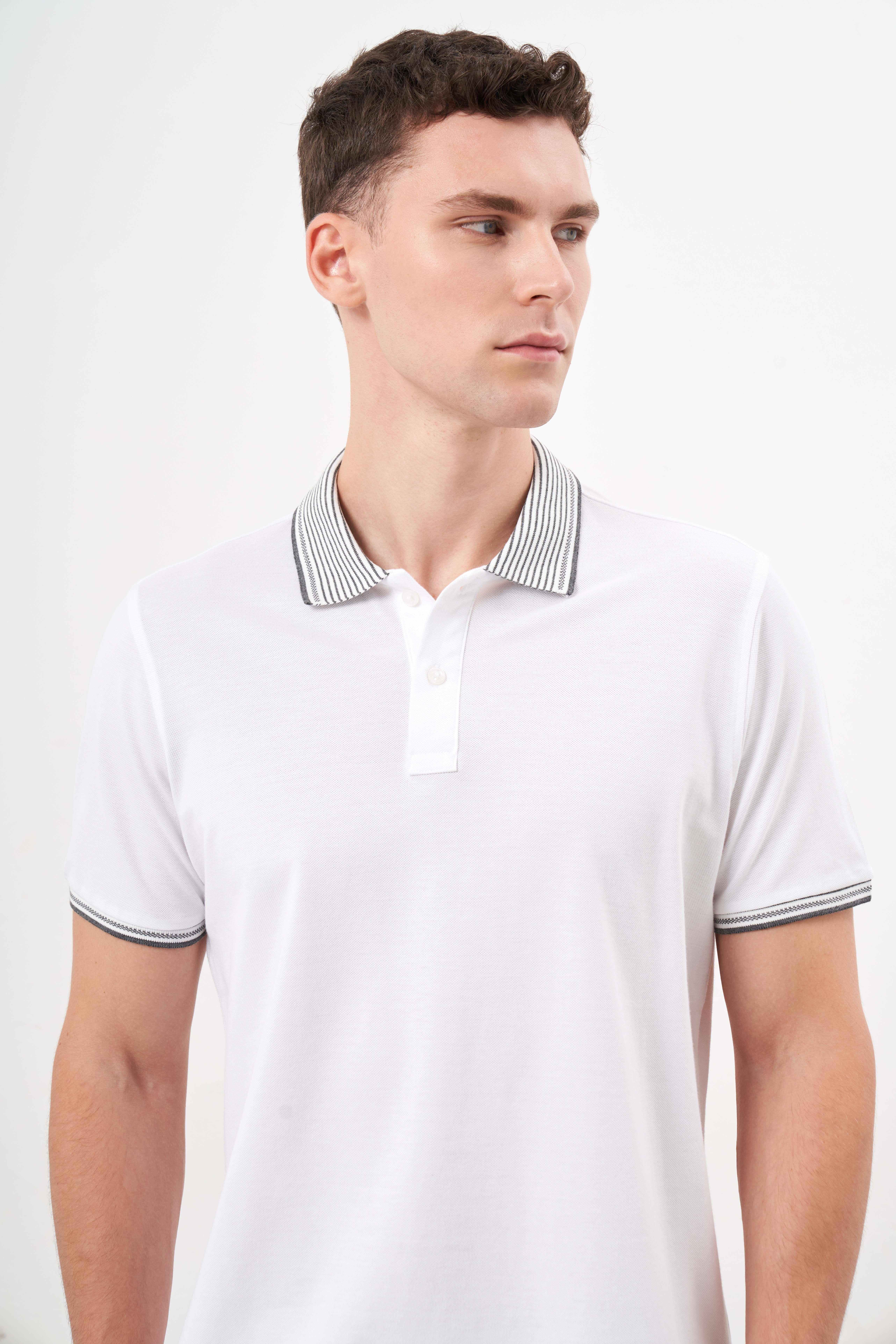 Morven Erkek Beyaz Trend Polo Yaka Dynamic Fit T-Shirt