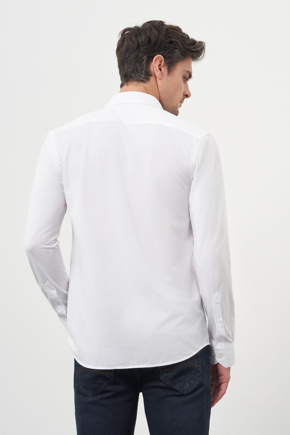Morven Erkek Beyaz Trend Slim Fit İtalyan Yaka Relaxible Gömlek