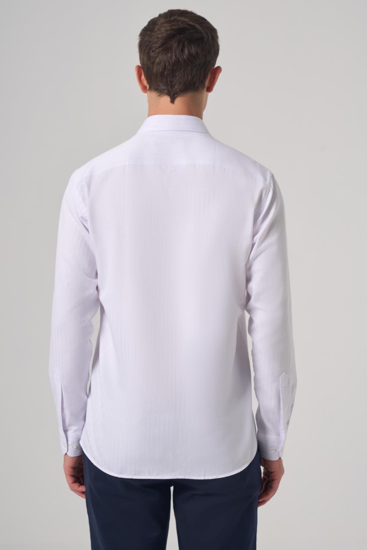 Morven Erkek Beyaz Trend Slim Fit İtalyan Yaka Gömlek
