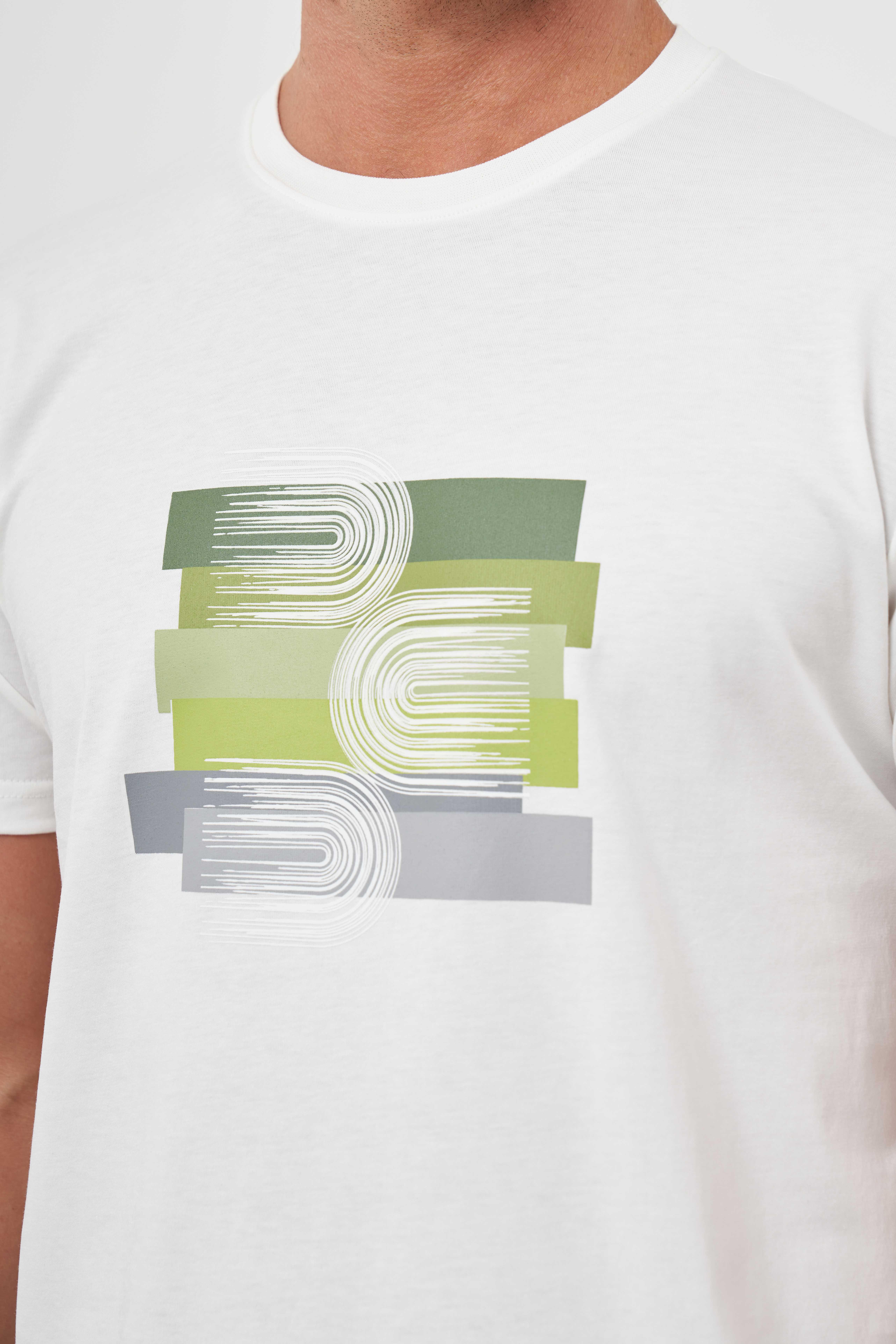 Morven Erkek Beyaz Trend Süprem Baskılı Bisiklet Yaka Dynamic Fit T-Shirt