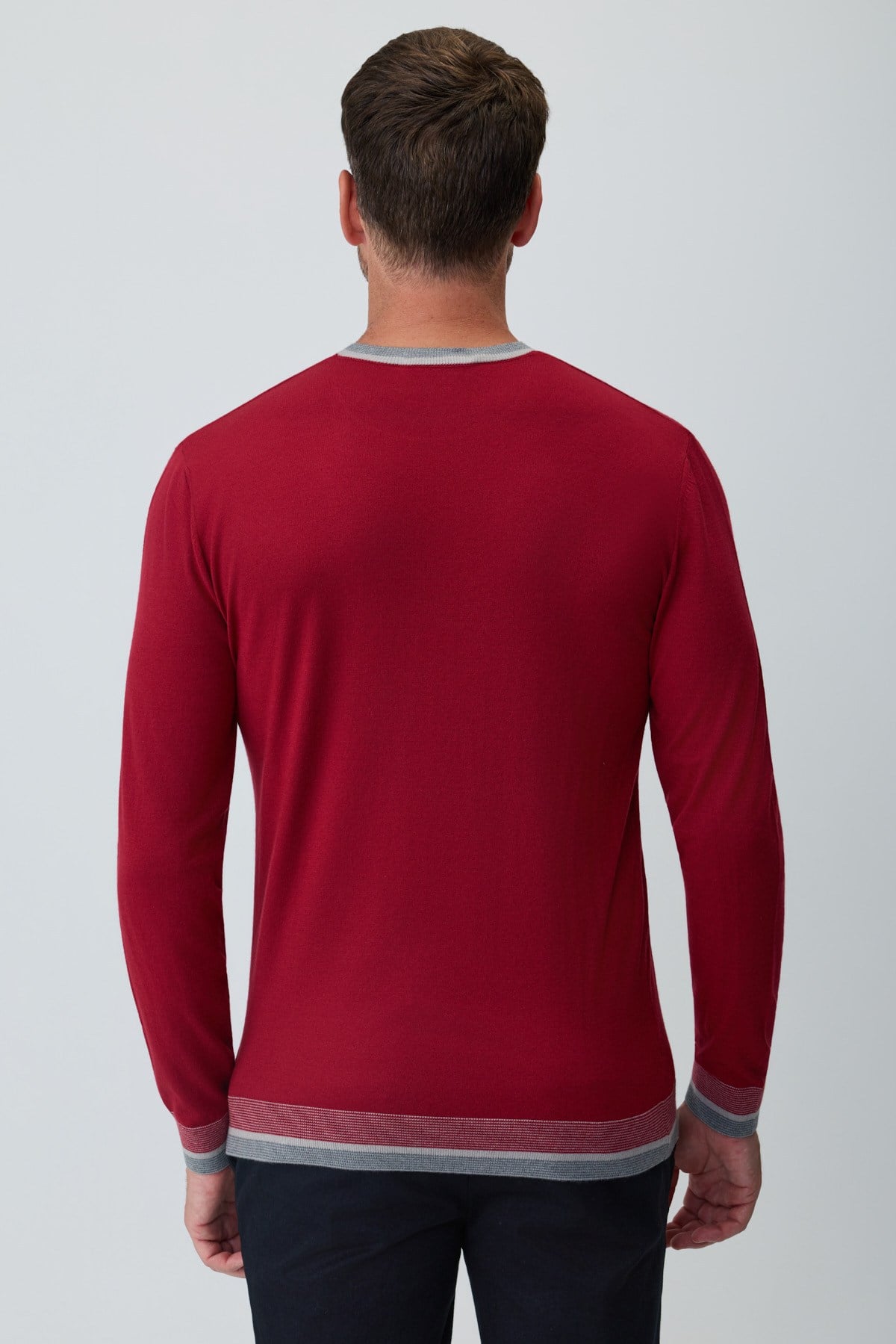 Morven Erkek Bordo Modal Bisiklet Yaka Triko Kazak