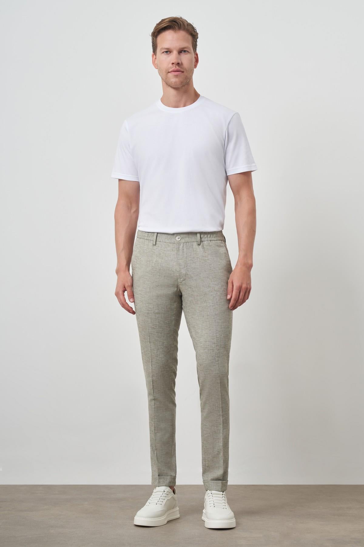 Morven Erkek Çağla Yeşili Trend Tam Lastikli Slim Fit Pantolon
