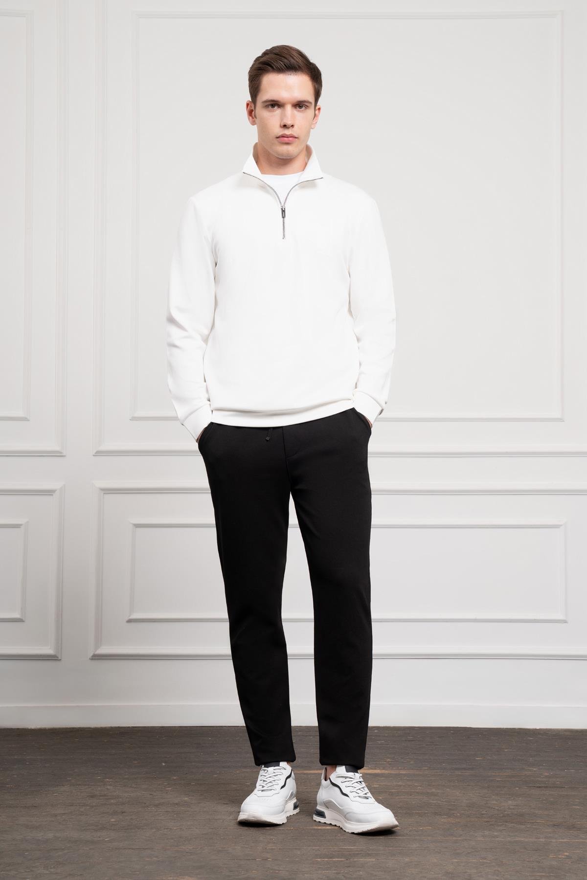 Morven Erkek Ekru Femuarlı Bato Yaka Dynamic Fit Rahat Kesim Sweatshirt