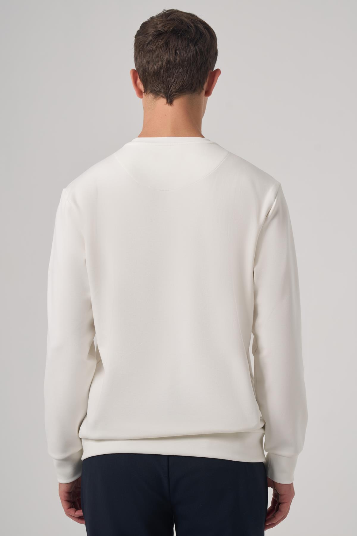 Morven Erkek Ekru Trend Baskılı Bisiklet Yaka Sweatshirt
