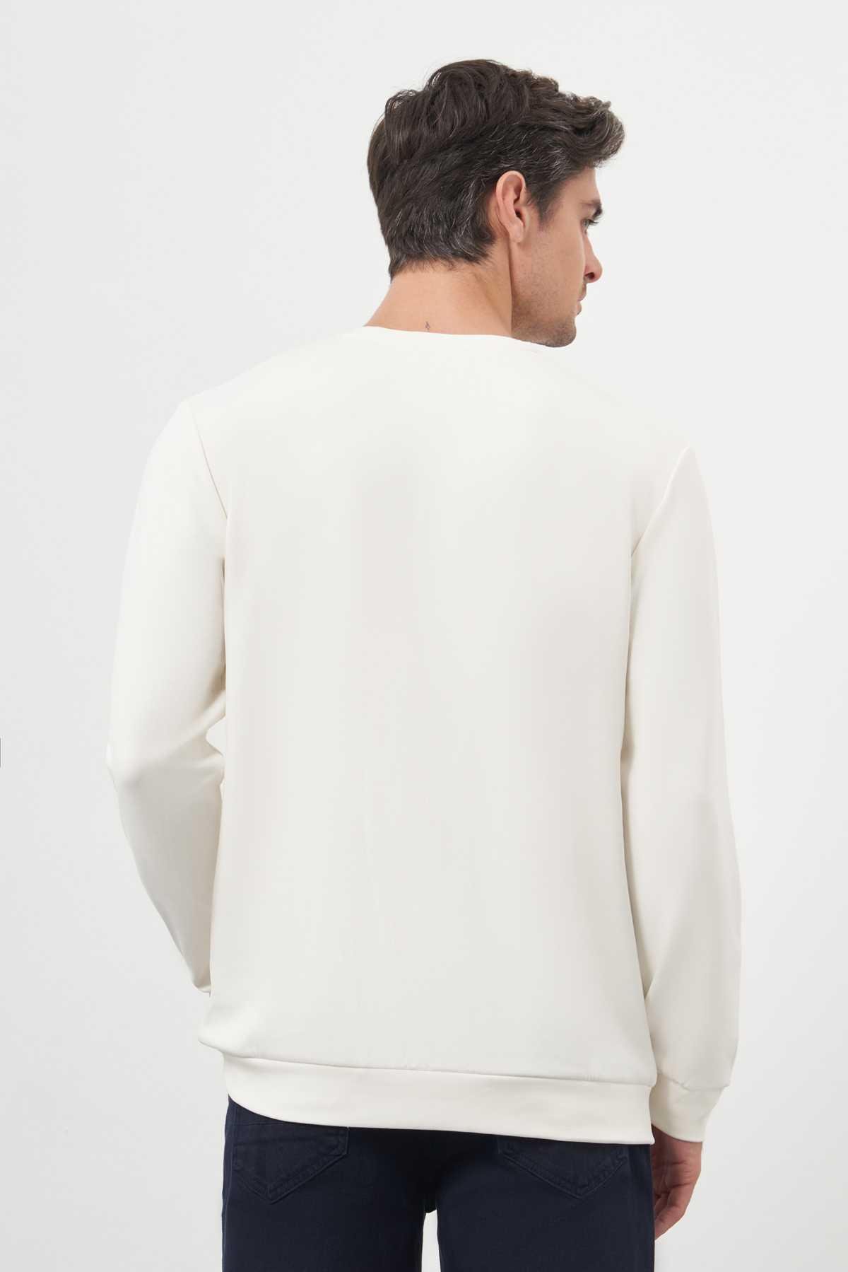 Morven Erkek Ekru Trend Bisiklet Yaka Sweat-Shirt