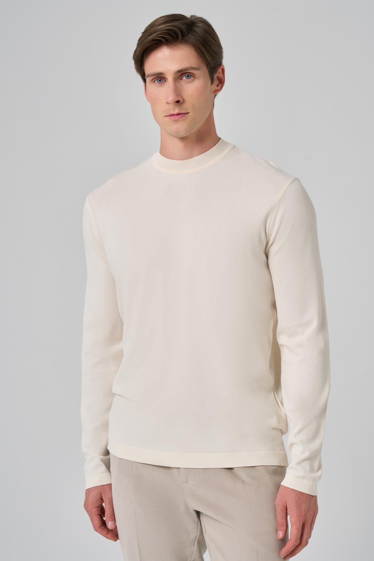 Morven Erkek Ekru Trend Bisiklet Yaka Rayon Triko