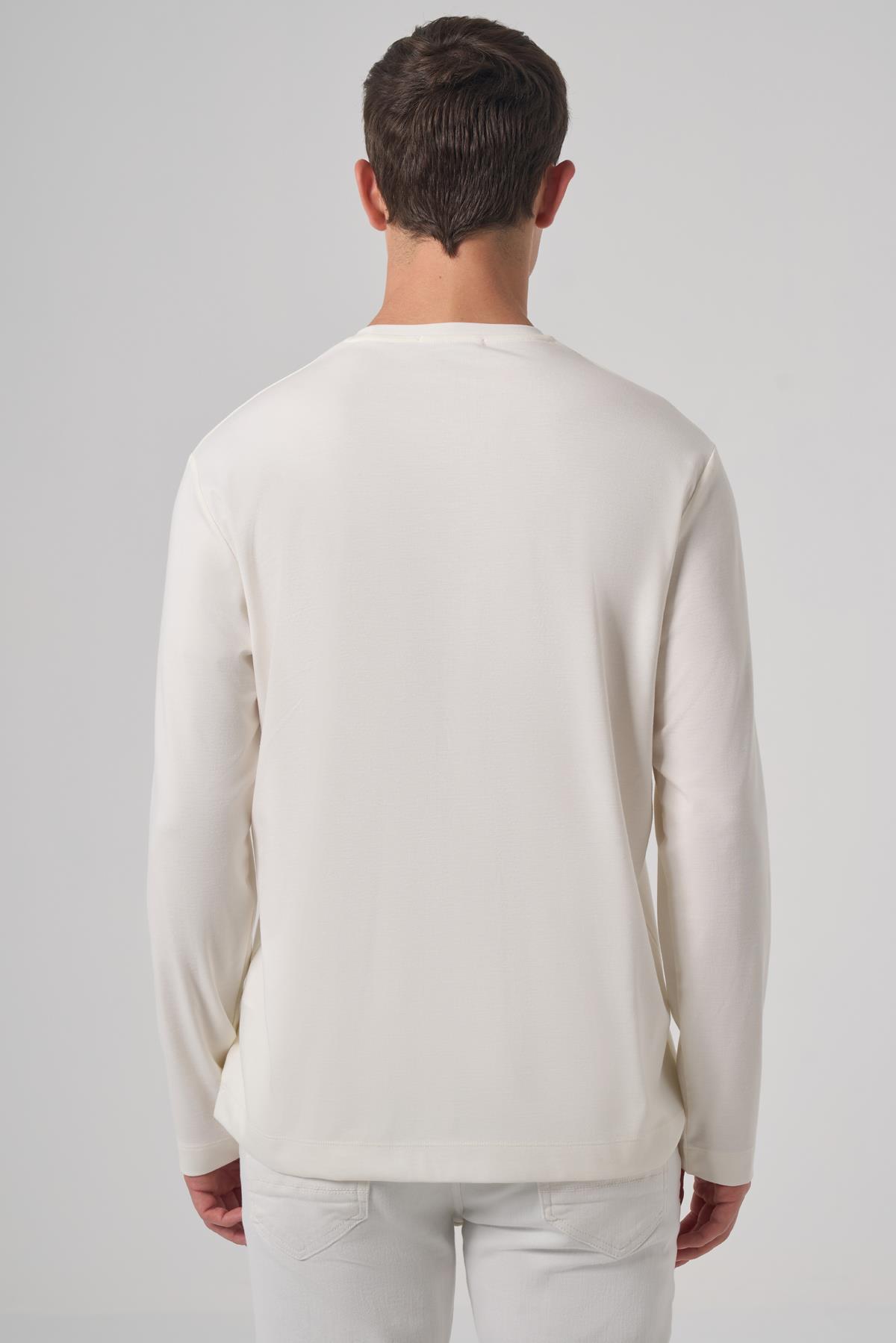 Morven Erkek Ekru Trend Bisiklet Yaka Rayon Sweatshirt
