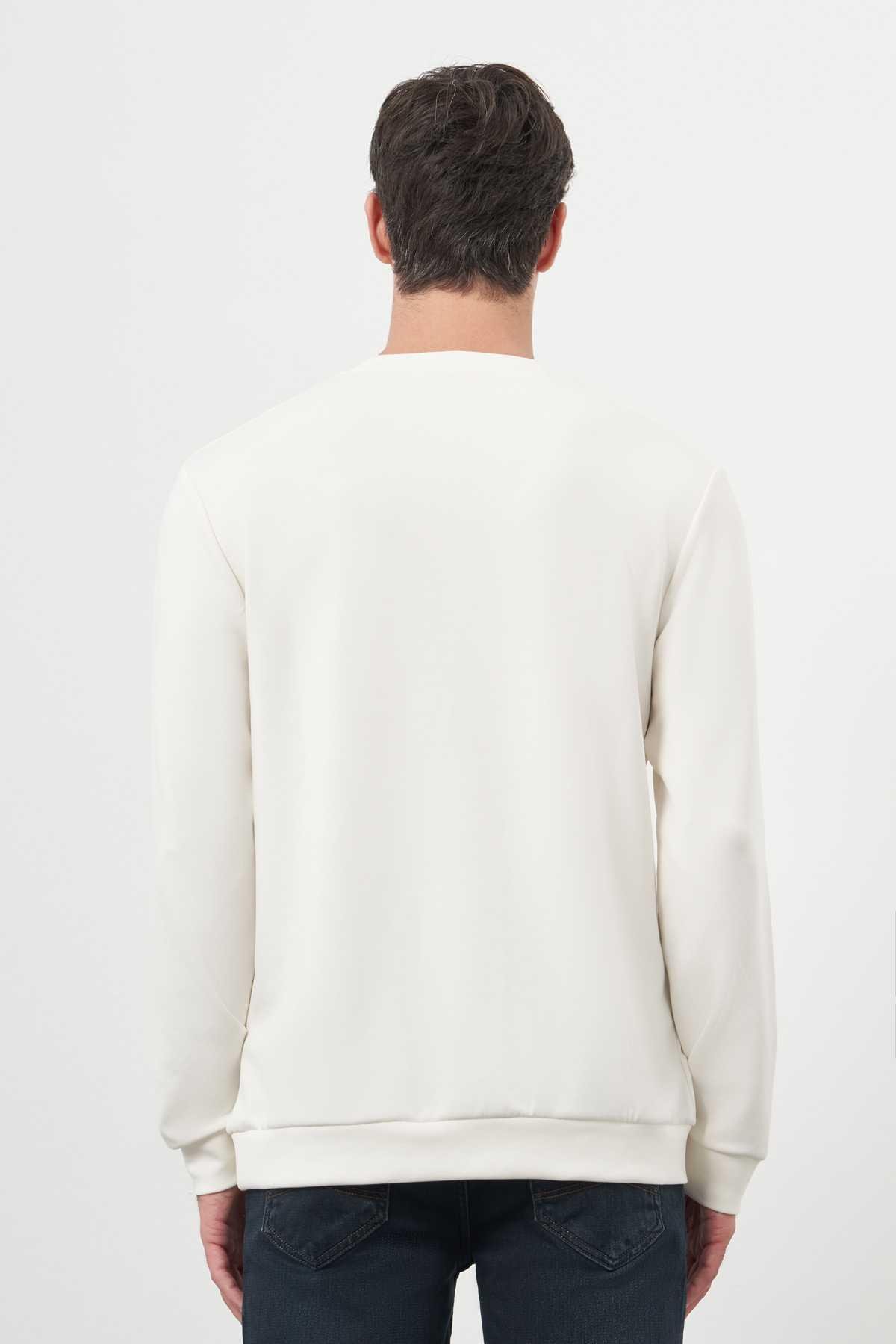 Morven Erkek Ekru Trend Bisiklet Yaka Sweat-Shirt