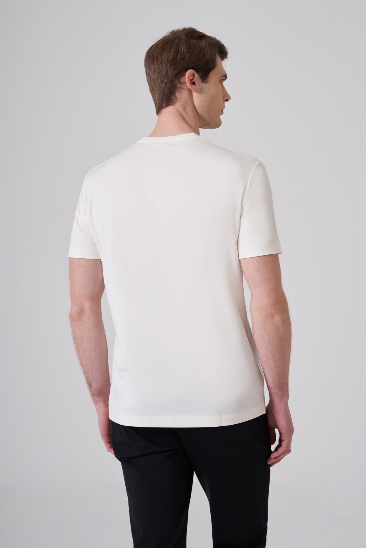 Morven Erkek Ekru Trend  Bisiklet Yaka Rayon Dinamik Fit Tshirt