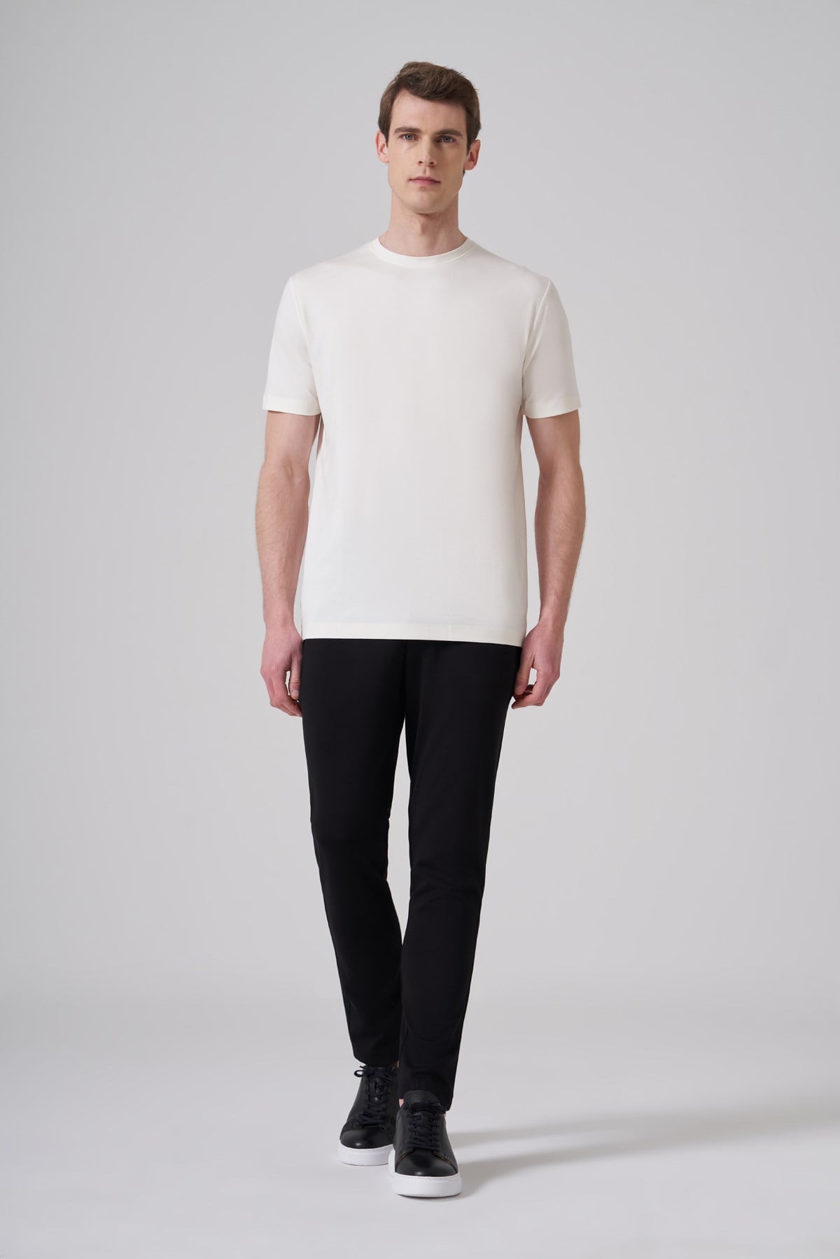 Morven Erkek Ekru Trend  Bisiklet Yaka Rayon Dinamik Fit Tshirt