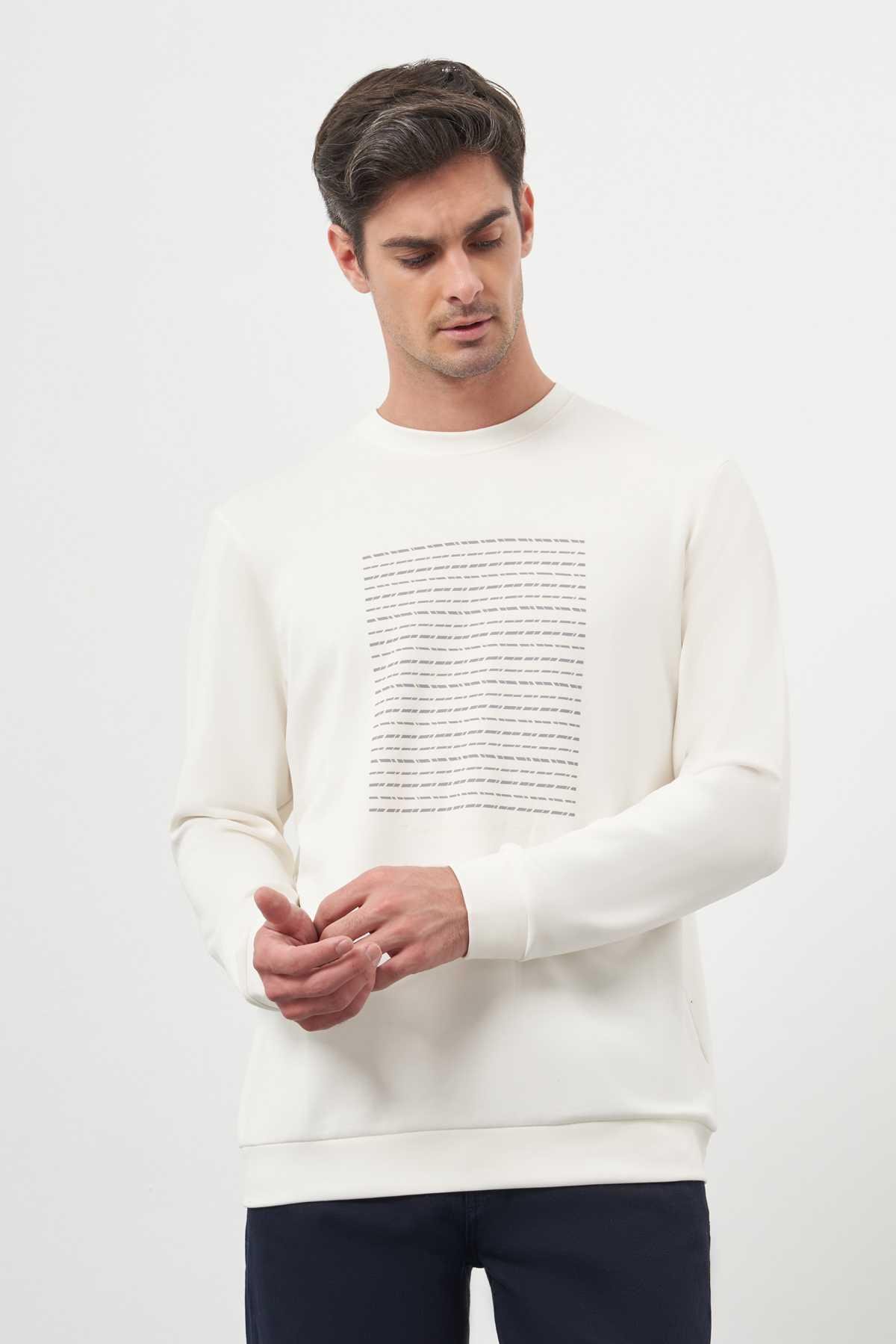 Morven Erkek Ekru Trend Bisiklet Yaka Sweat-Shirt