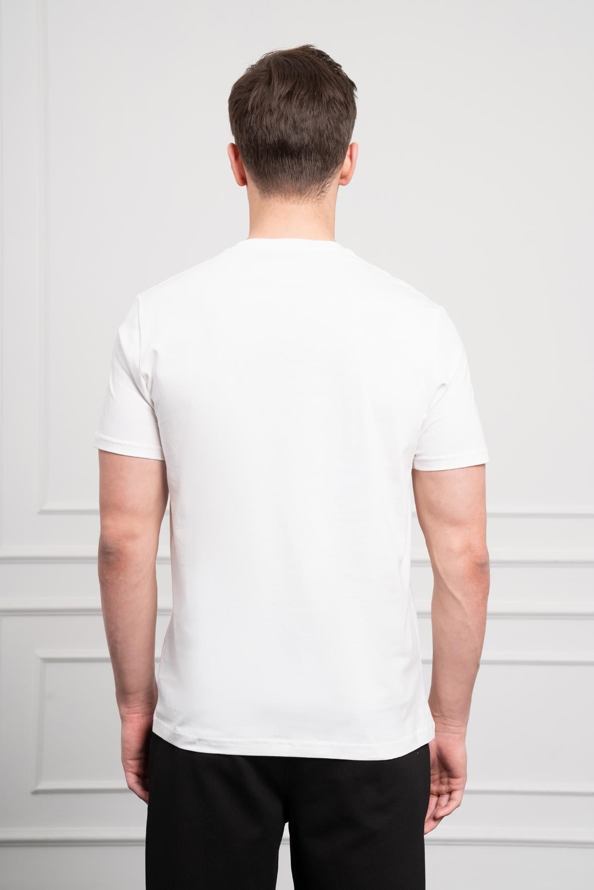 Morven Erkek Ekru Trend Bisiklet Yaka Dinamik Fit Pamuk T-Shirt