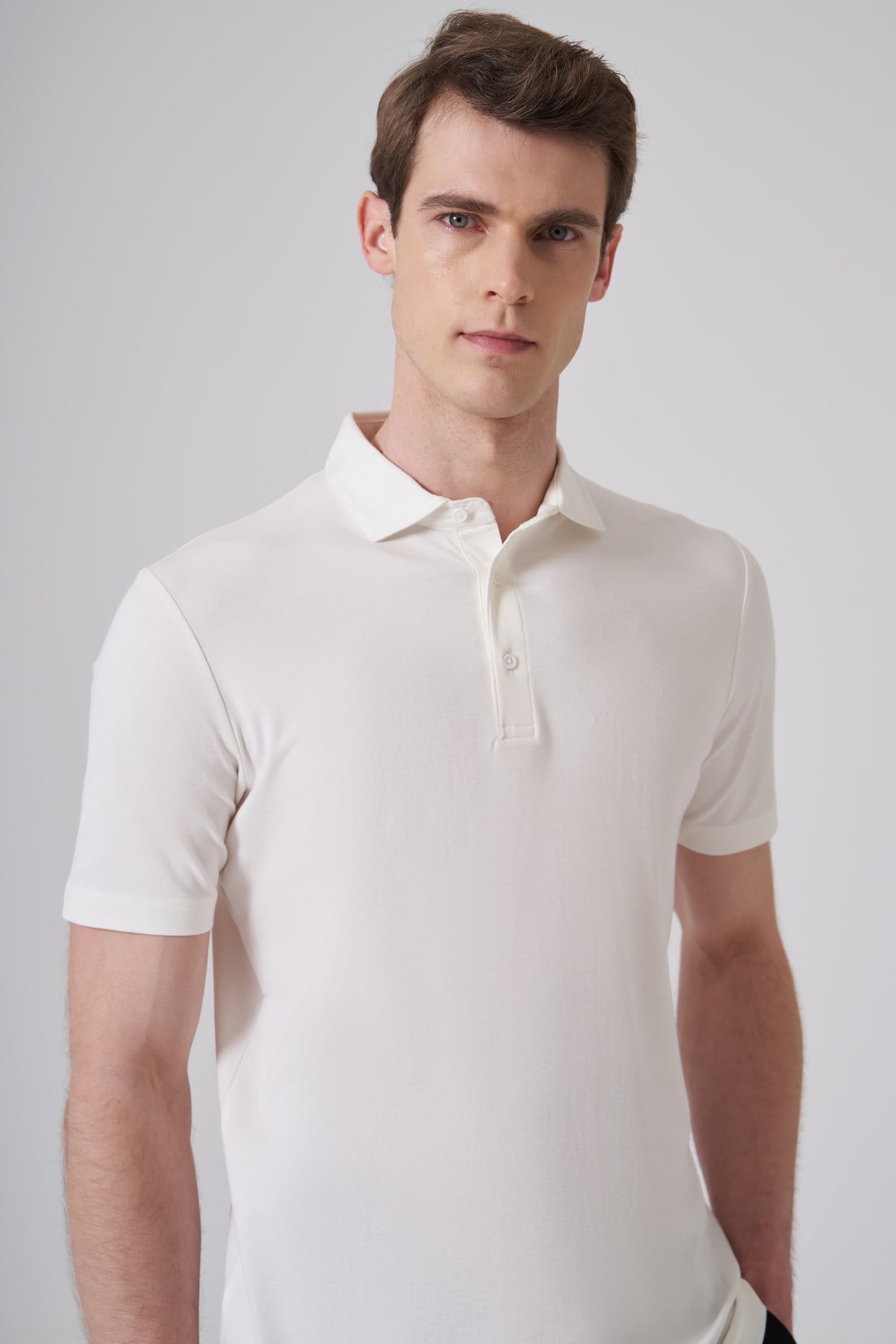 Morven Erkek Ekru Trend Polo Yaka Rayon Dinamik Fit Tshirt
