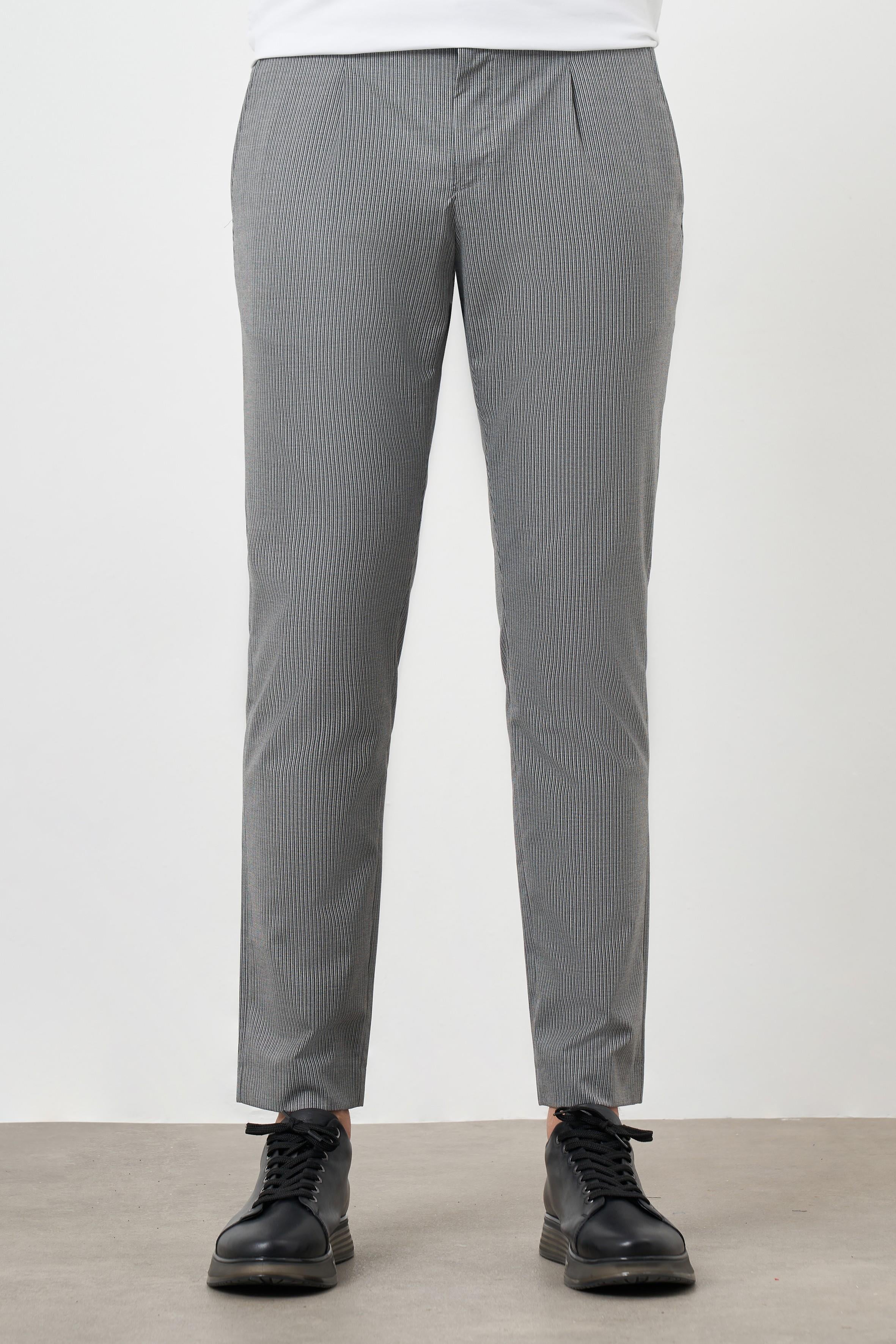 Morven Erkek Füme Poliviskon Trend Pileli Slim Fit Spor Pantolon