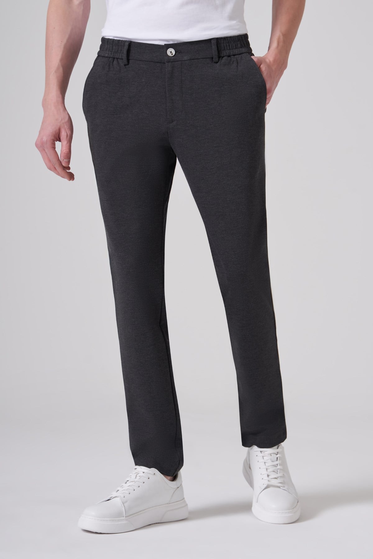 Morven Erkek Füme Trend Düz Tam Lastikli Slim Fit Pantolon