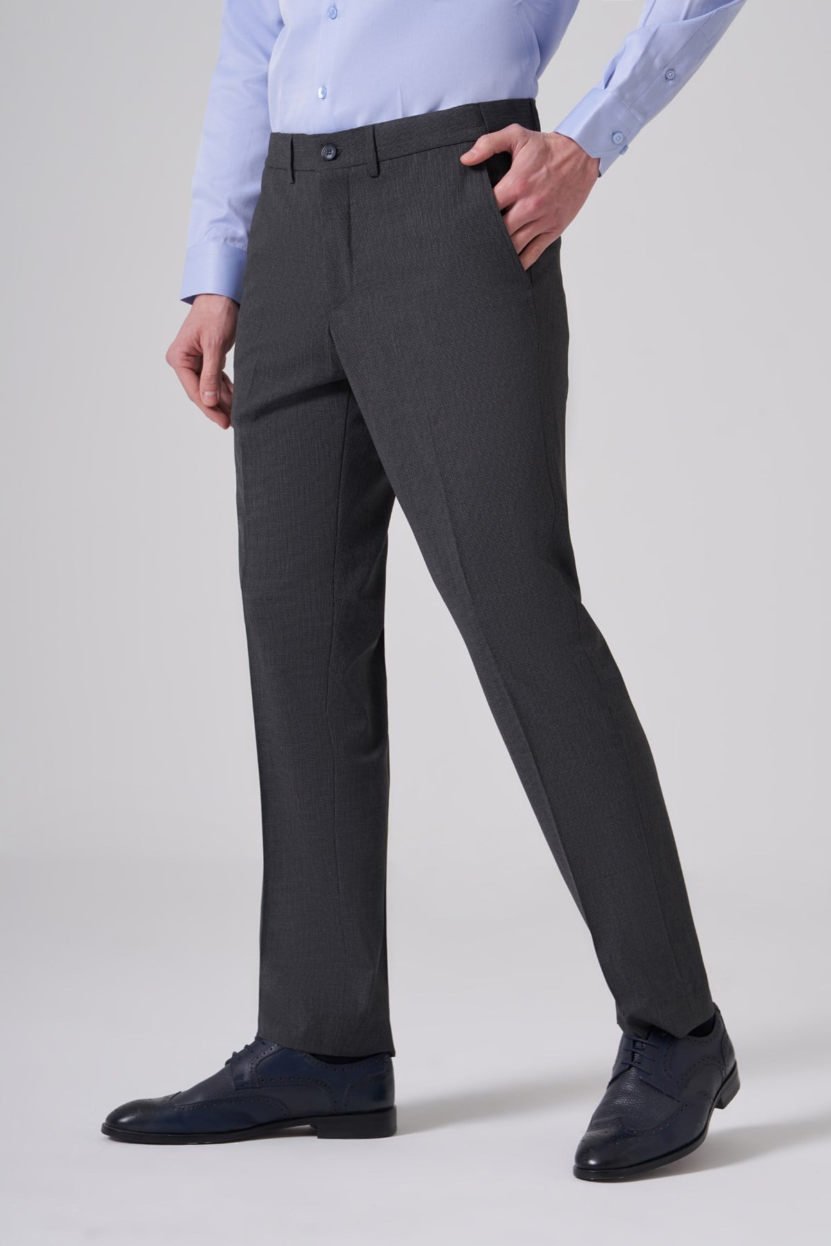 Morven Erkek Füme Yünlü Trend Desenli Dynamic Fit Pantolon