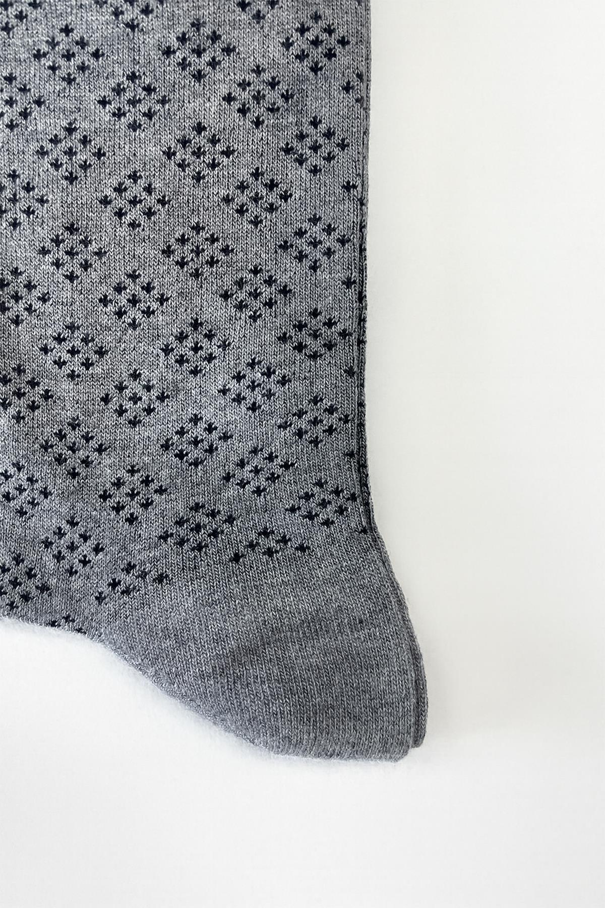 Morven Erkek Gri Bambu Desenli Soket Çorap