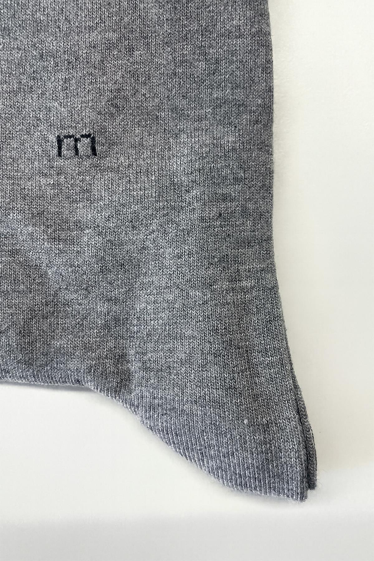 Morven Erkek Gri Bambu Düz Desen Soket Çorap