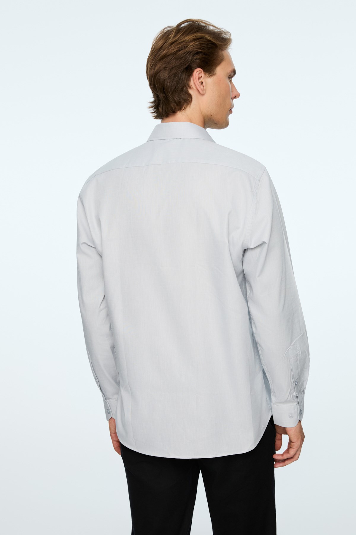 Morven Erkek Gri Basic Regular Fit Sert Yaka Gömlek
