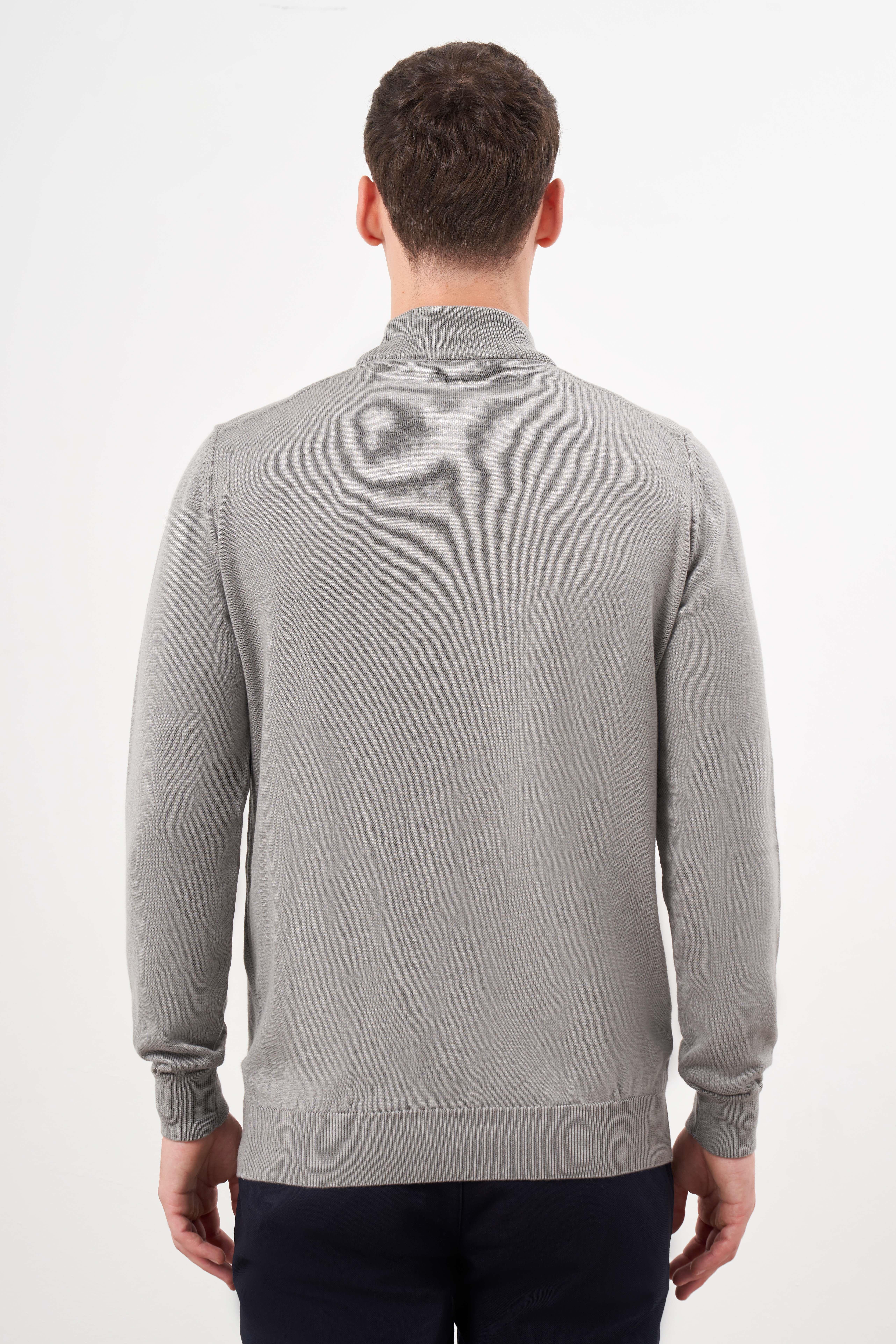 Morven Erkek Gri Basic Yarım Balıkçı Yaka Dynamic Fit Rahat Kesim Triko