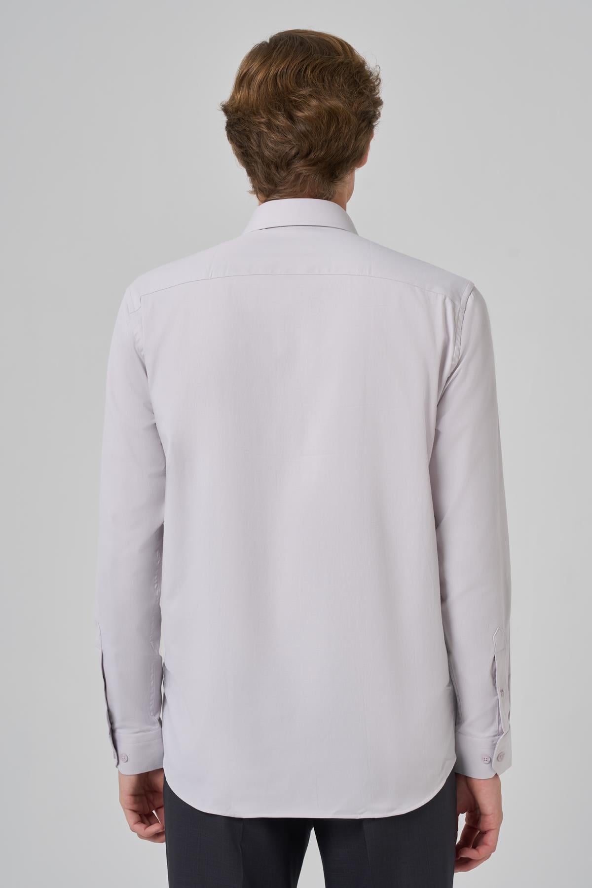 Morven Erkek Gri Slim Fit Sert Yaka Gömlek