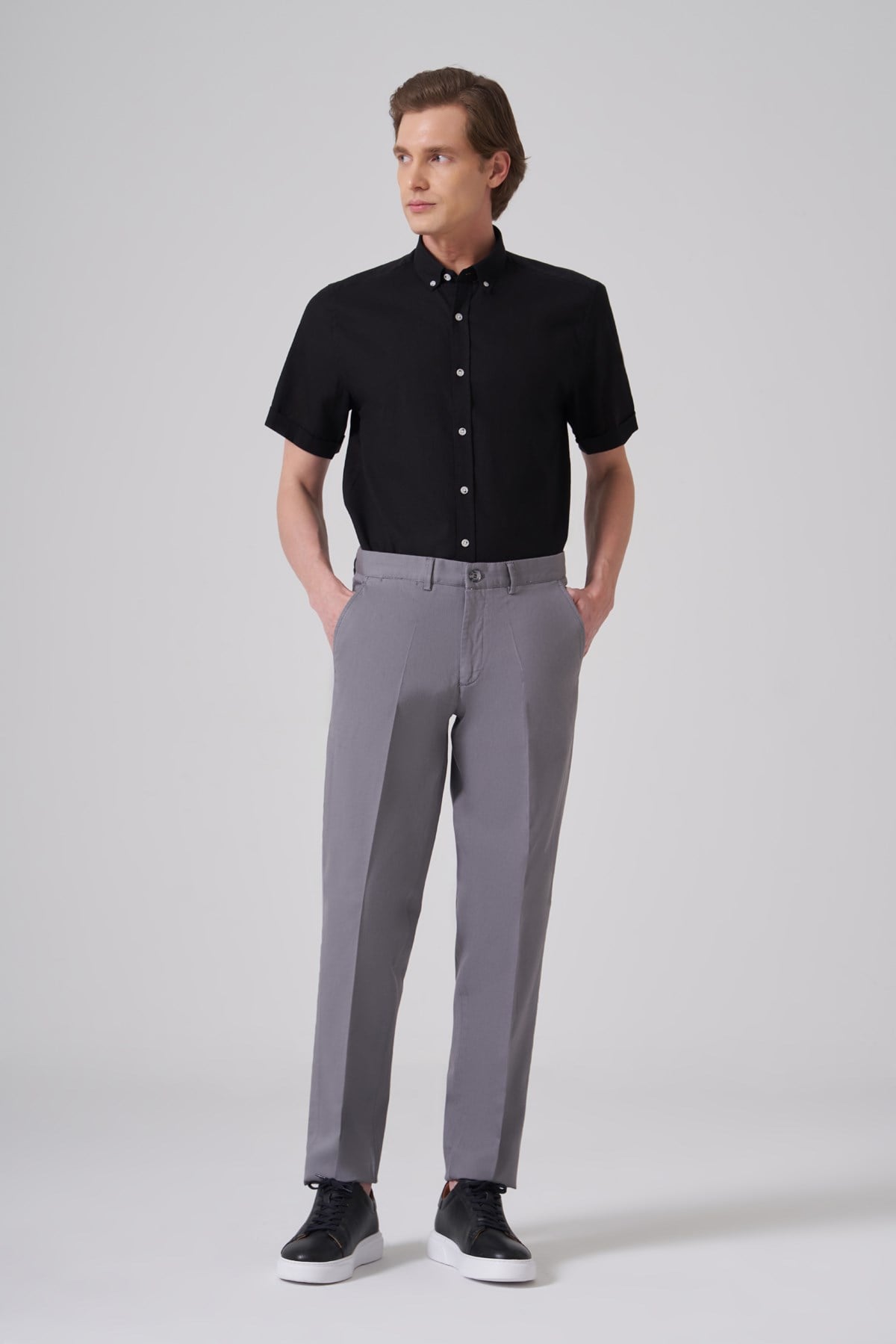 Morven Erkek Gri Pamuk Trend Dynamic Fit Chino Pantolon
