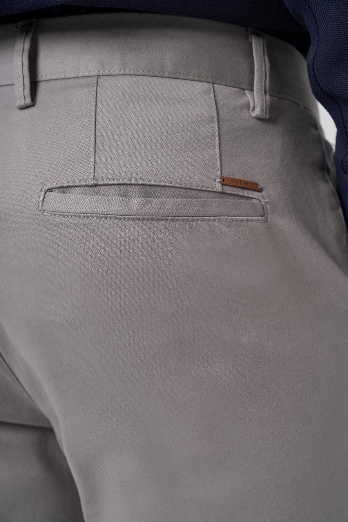 Morven Erkek Gri Pamuk Trend Slim Fit Chino Pantolon