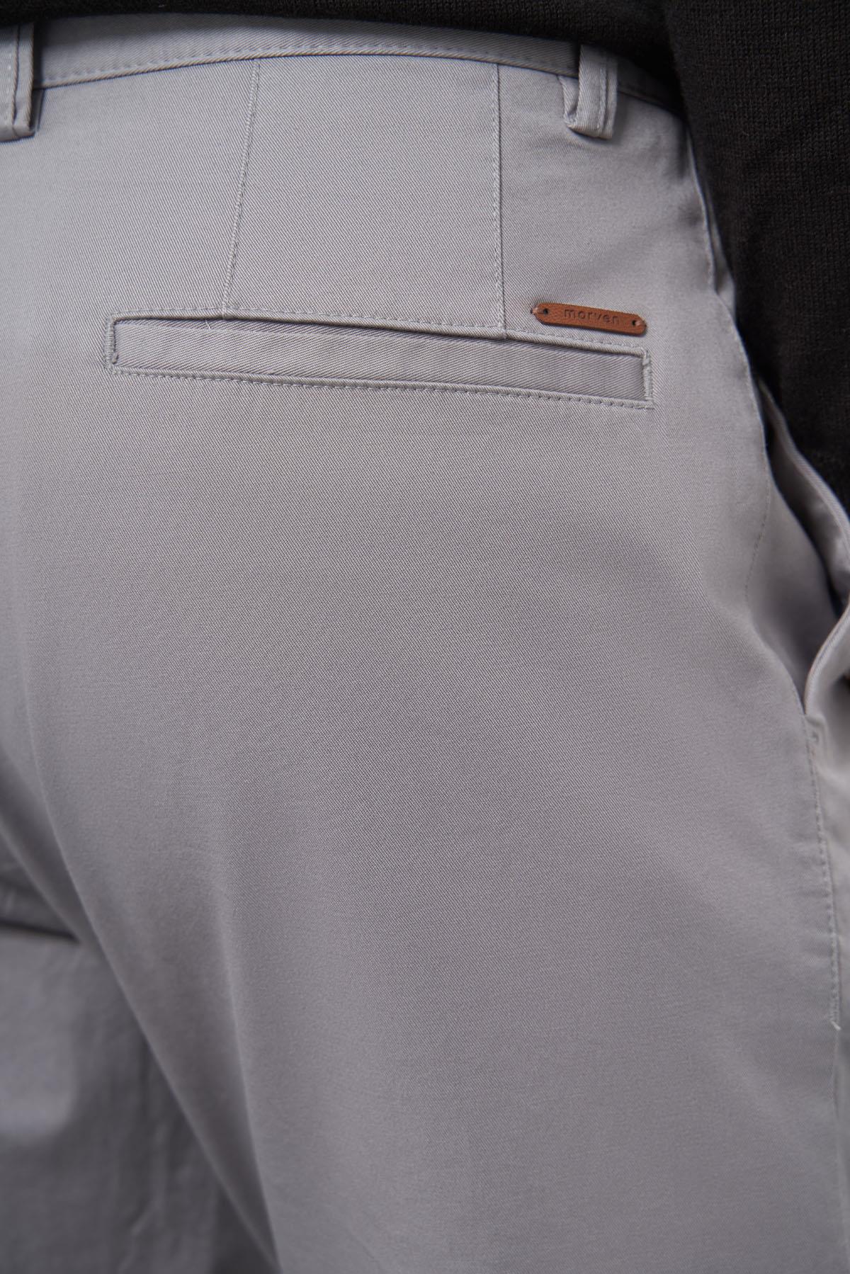 Morven Erkek Gri Pamuk Yan Cep Slim Fit Chino Pantolon