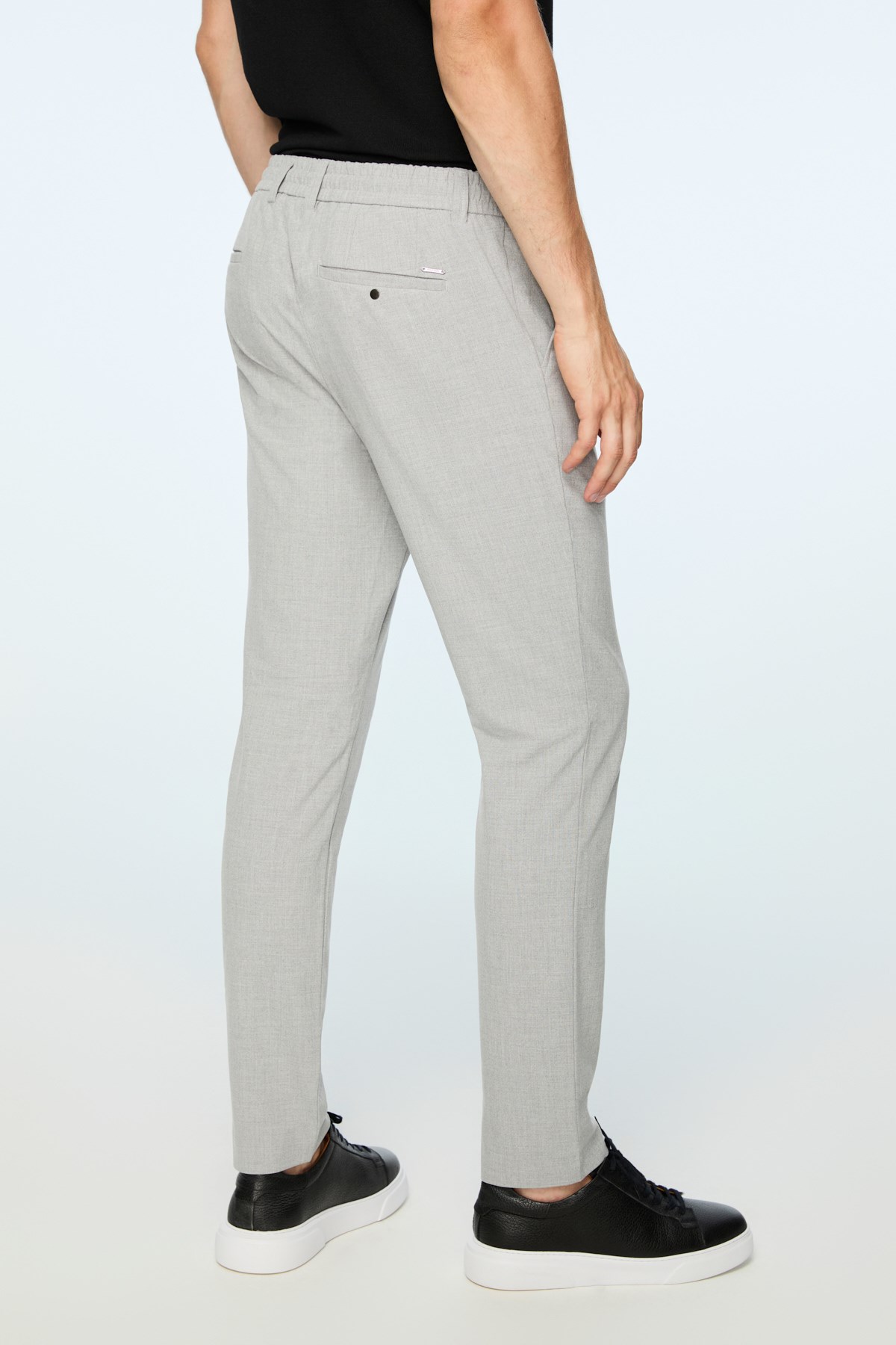 Morven Erkek Gri Poliviskon Trend Düz Slim Fit Jogger Pantolon
