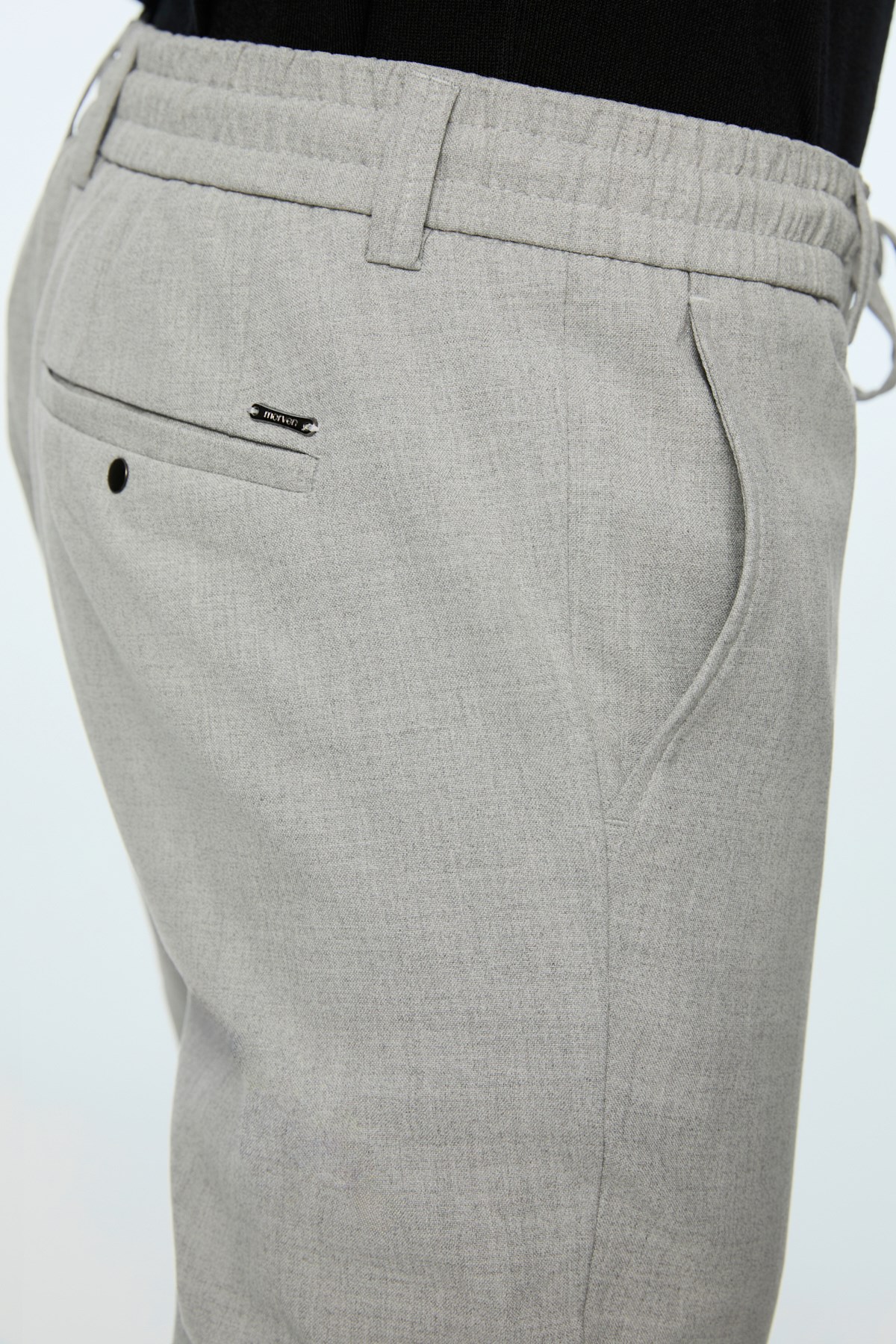 Morven Erkek Gri Poliviskon Trend Düz Slim Fit Jogger Pantolon