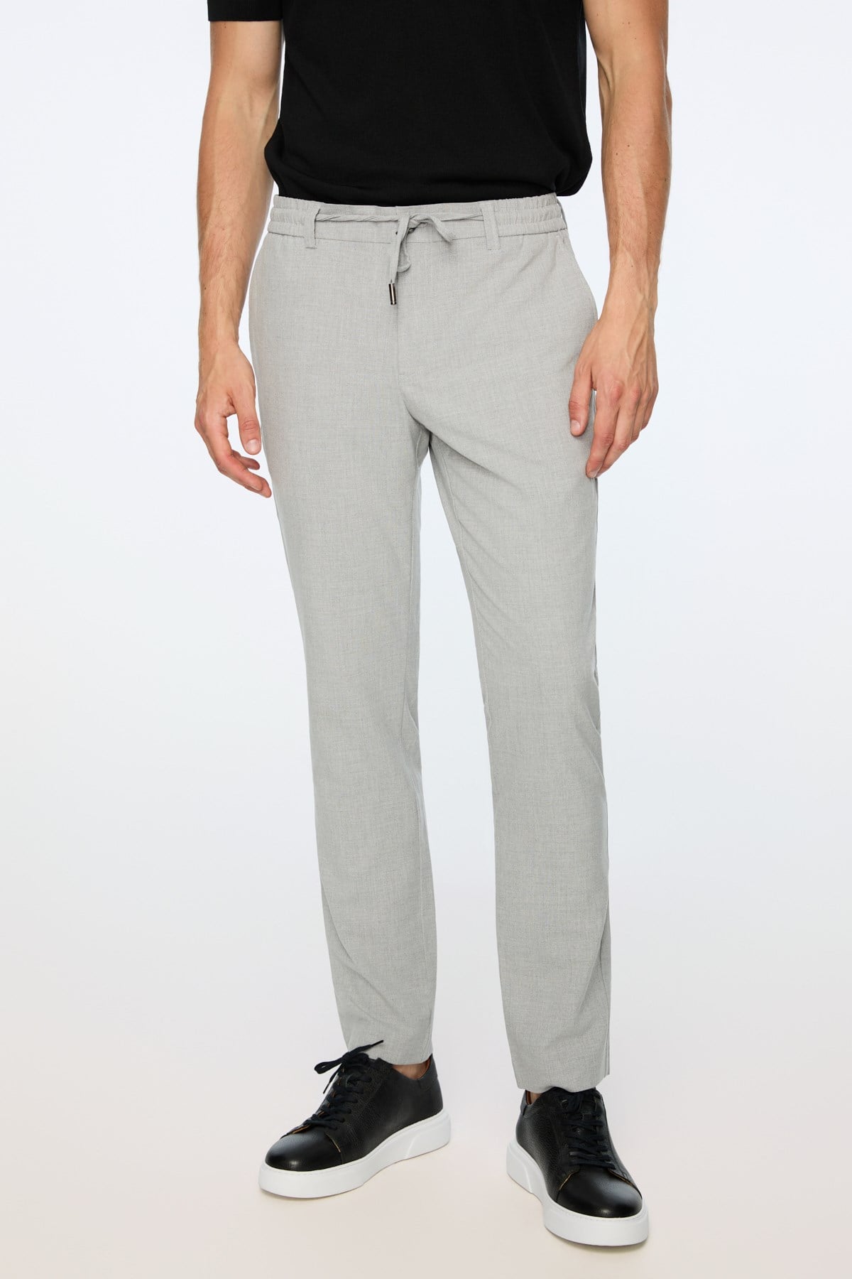 Morven Erkek Gri Poliviskon Trend Düz Slim Fit Jogger Pantolon