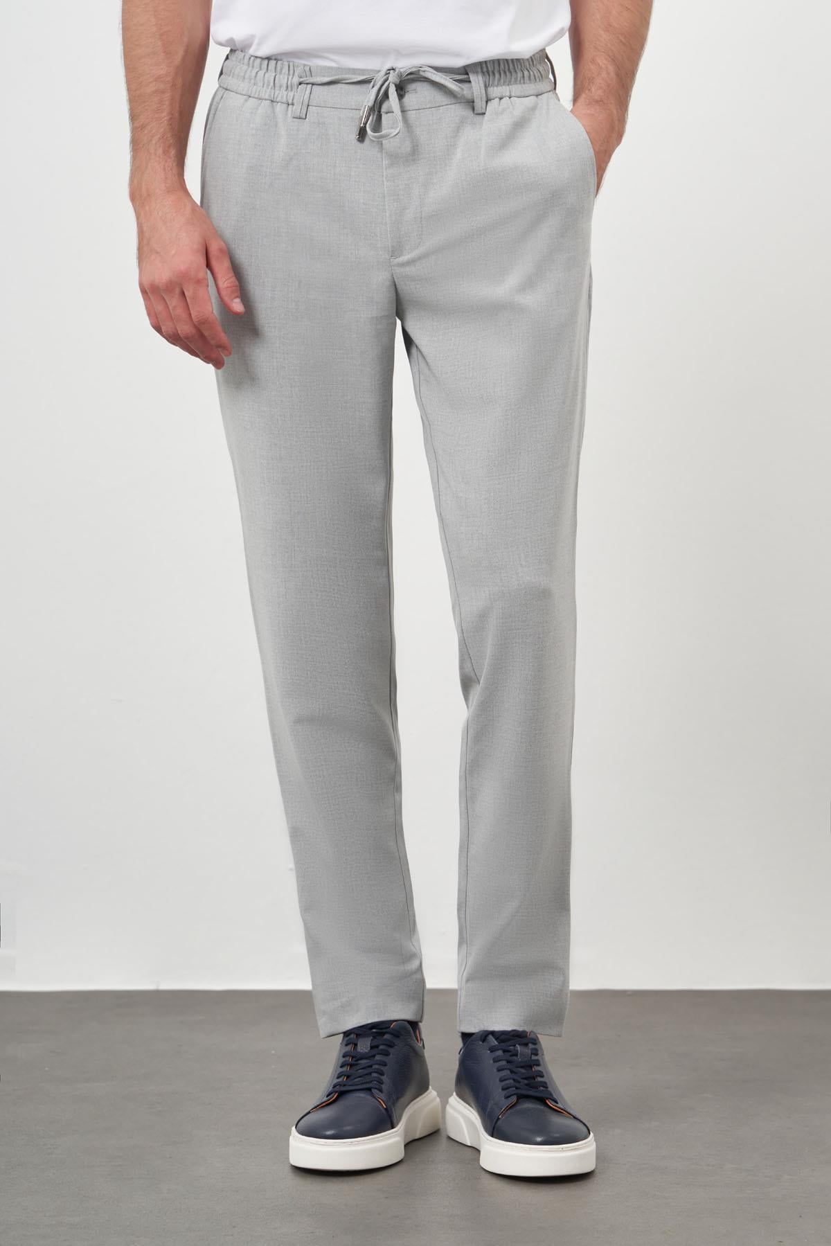 Morven Erkek Gri Poliviskon Trend İpli Jogger Slim Fit Spor Pantolon