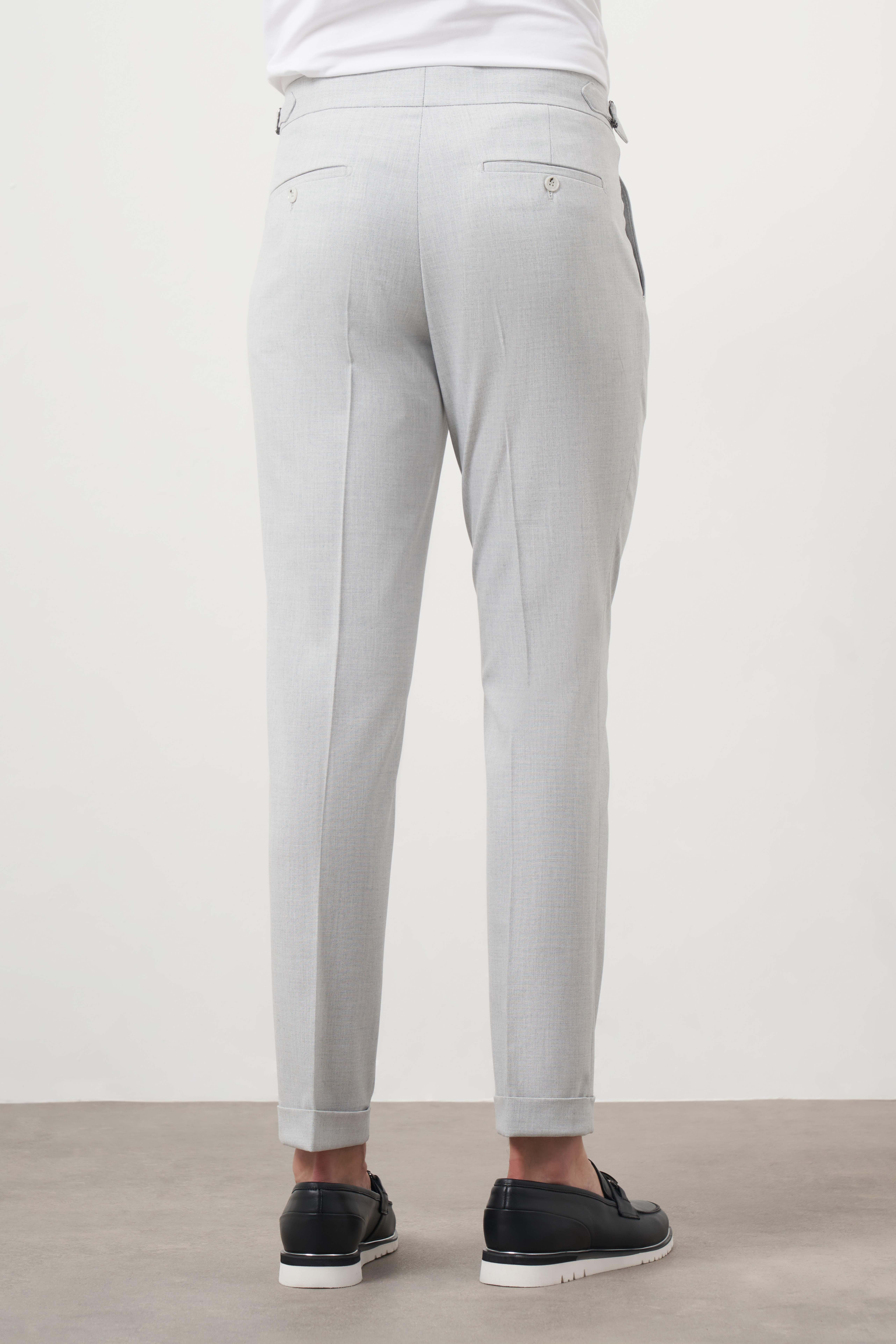 Morven Erkek Gri Poliviskon Trend Pileli Slim Fit Spor Pantolon