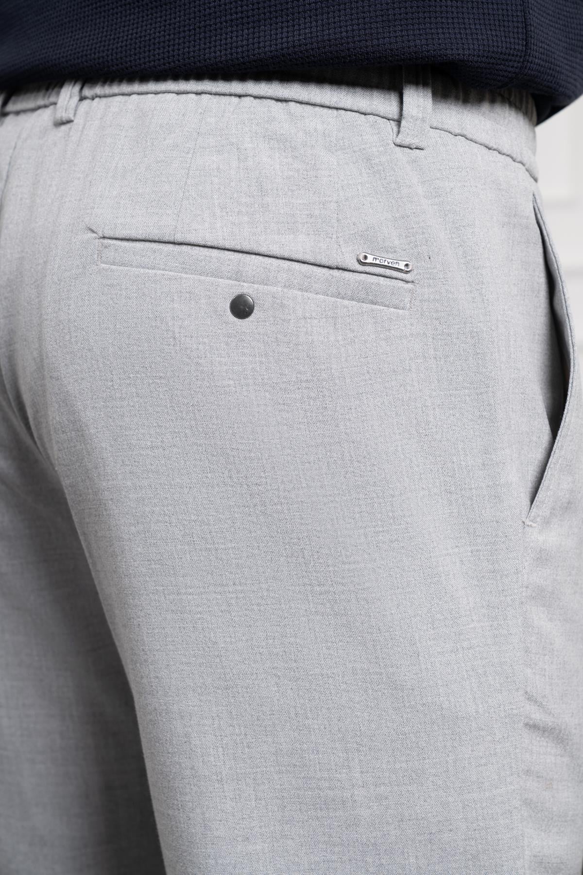 Morven Erkek Gri Slim Fit Dar Kesim İpli Jogger Pantolon