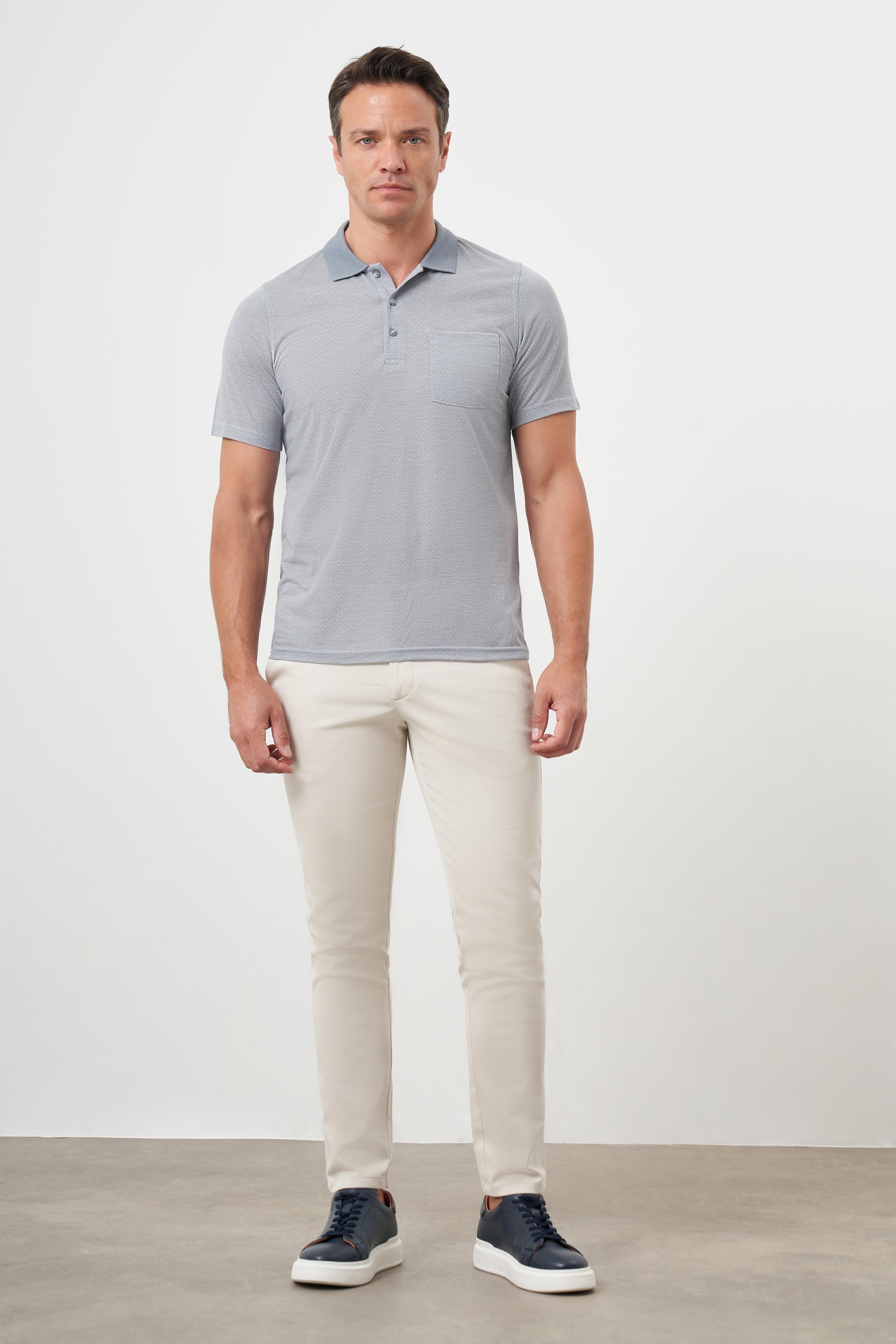 Morven Erkek Gri Trend Cepli Polo Yaka T-Shirt
