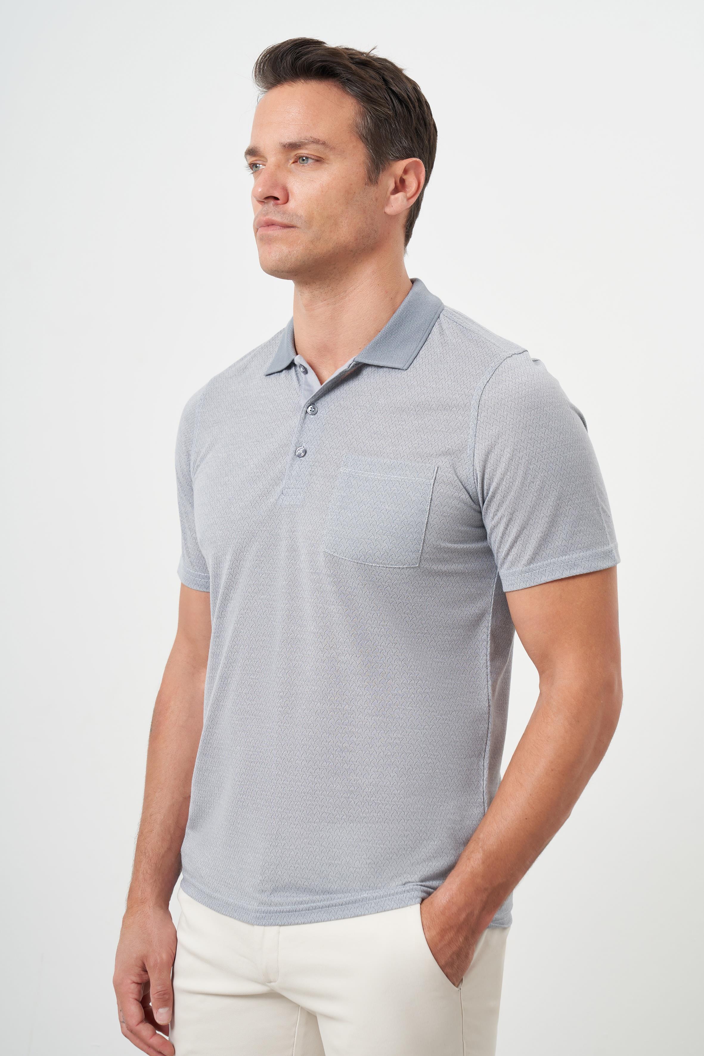 Morven Erkek Gri Trend Cepli Polo Yaka T-Shirt