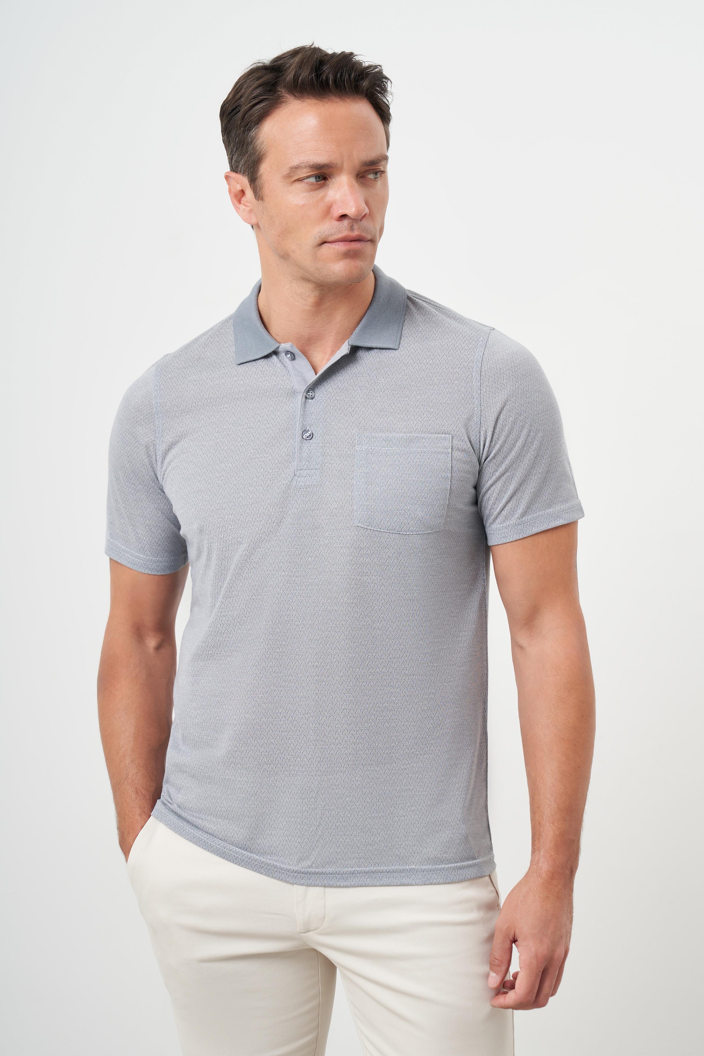 Morven Erkek Gri Trend Cepli Polo Yaka T-Shirt