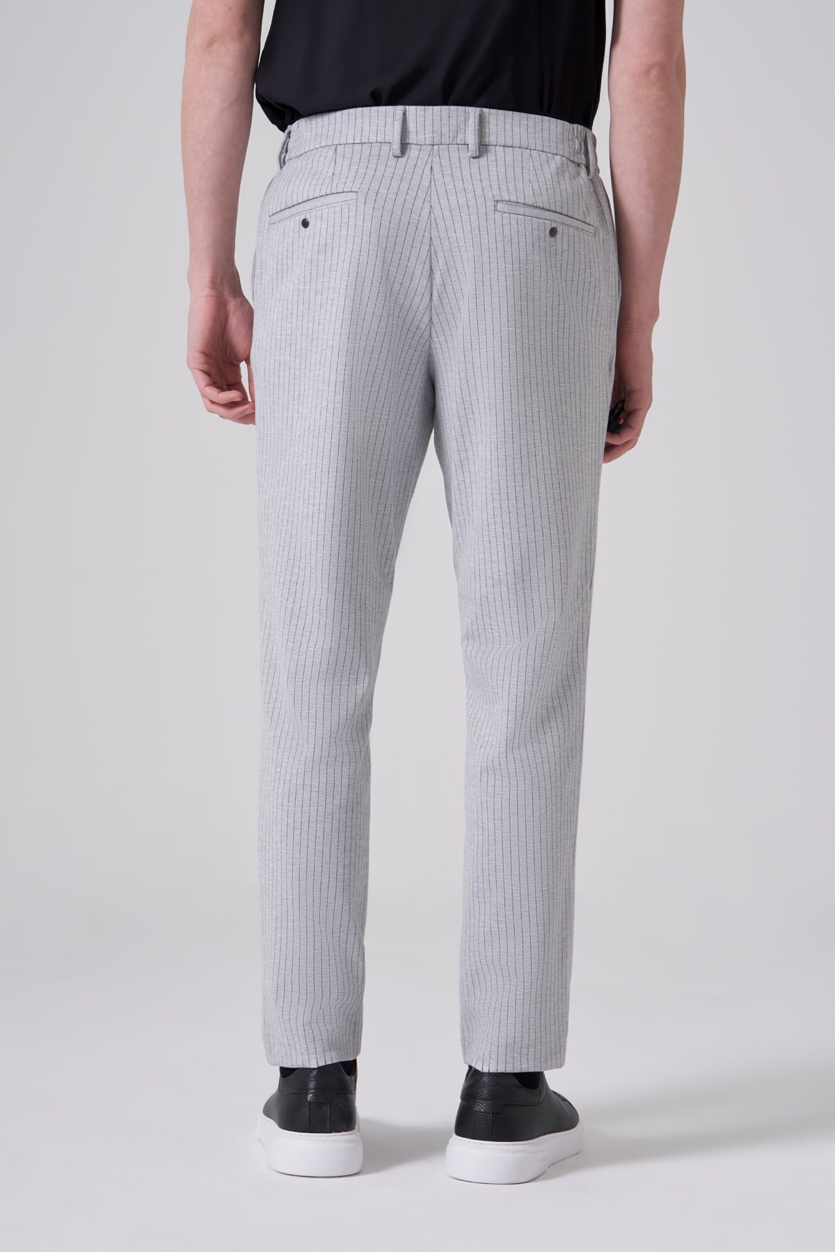 Morven Erkek Gri Trend Çizgili Slim Fit Pantolon