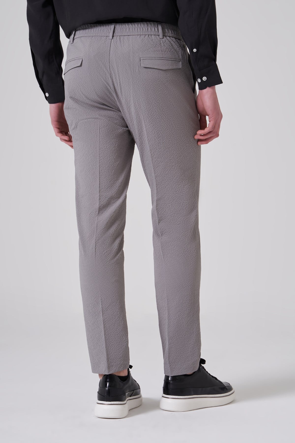 Morven Erkek Gri Trend Gofre Slim Fit Pantolon