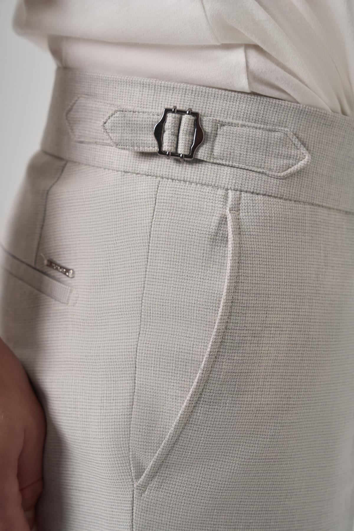 Morven Erkek Gri Trend Pileli Slim Fit Pantolon